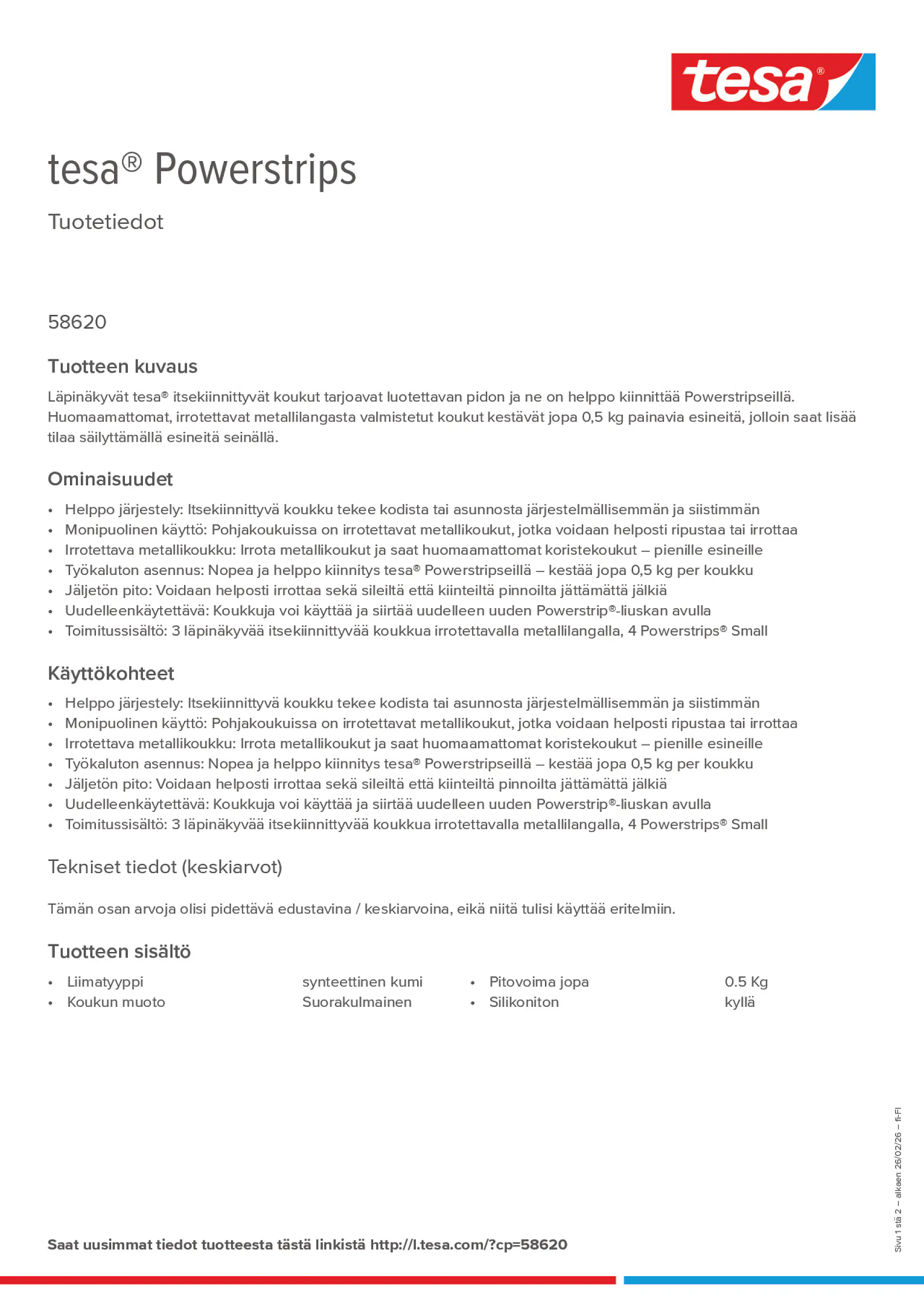 Product information_tesa® Powerstrips 58620_fi-FI
