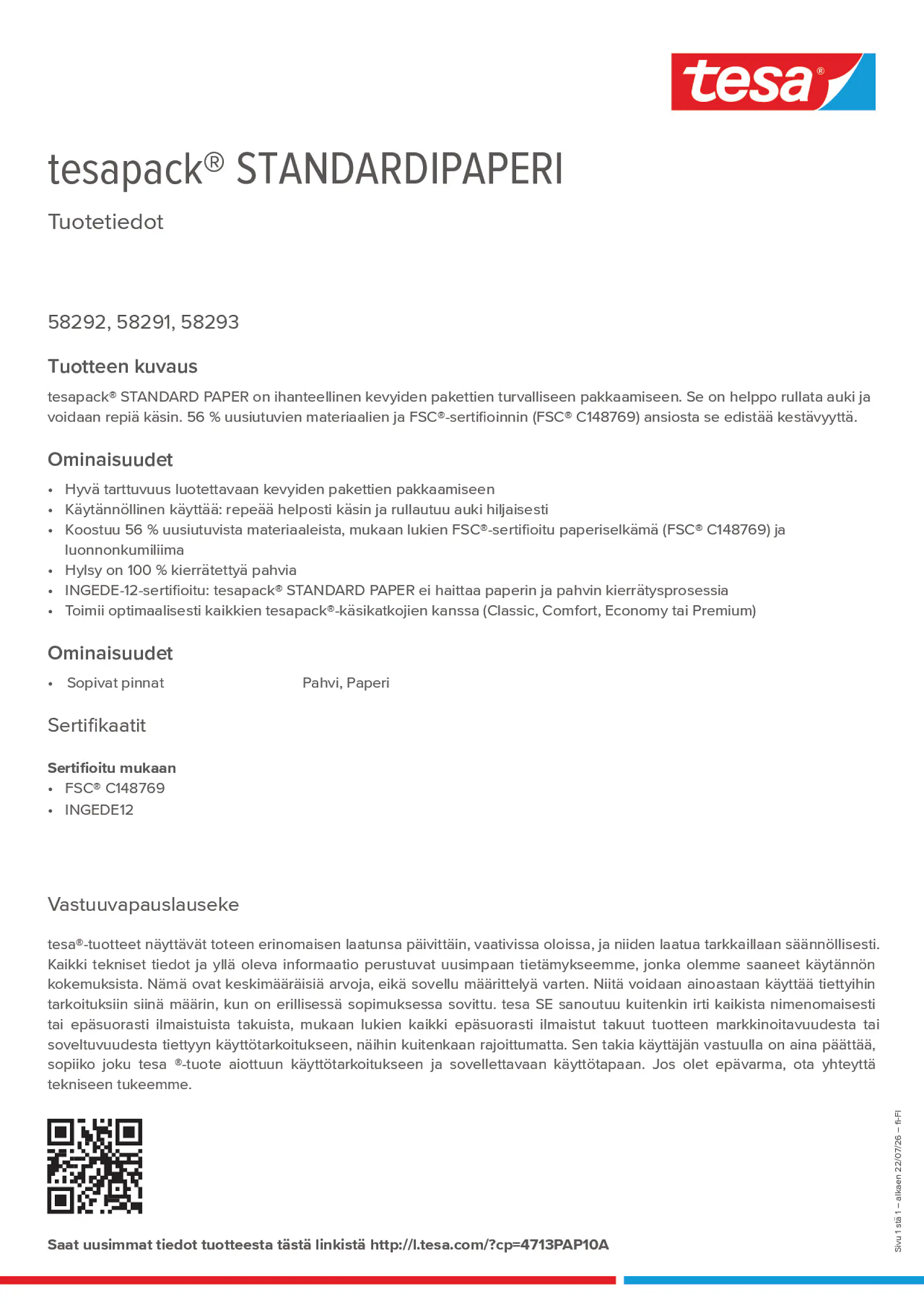 Product information_tesapack® 4713PAP10A_fi-FI