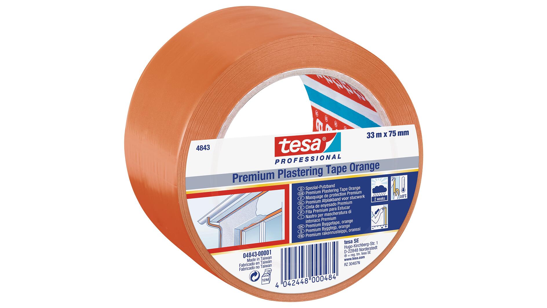 tesa® 4843 Premium Plastering Tape Orange - tesa