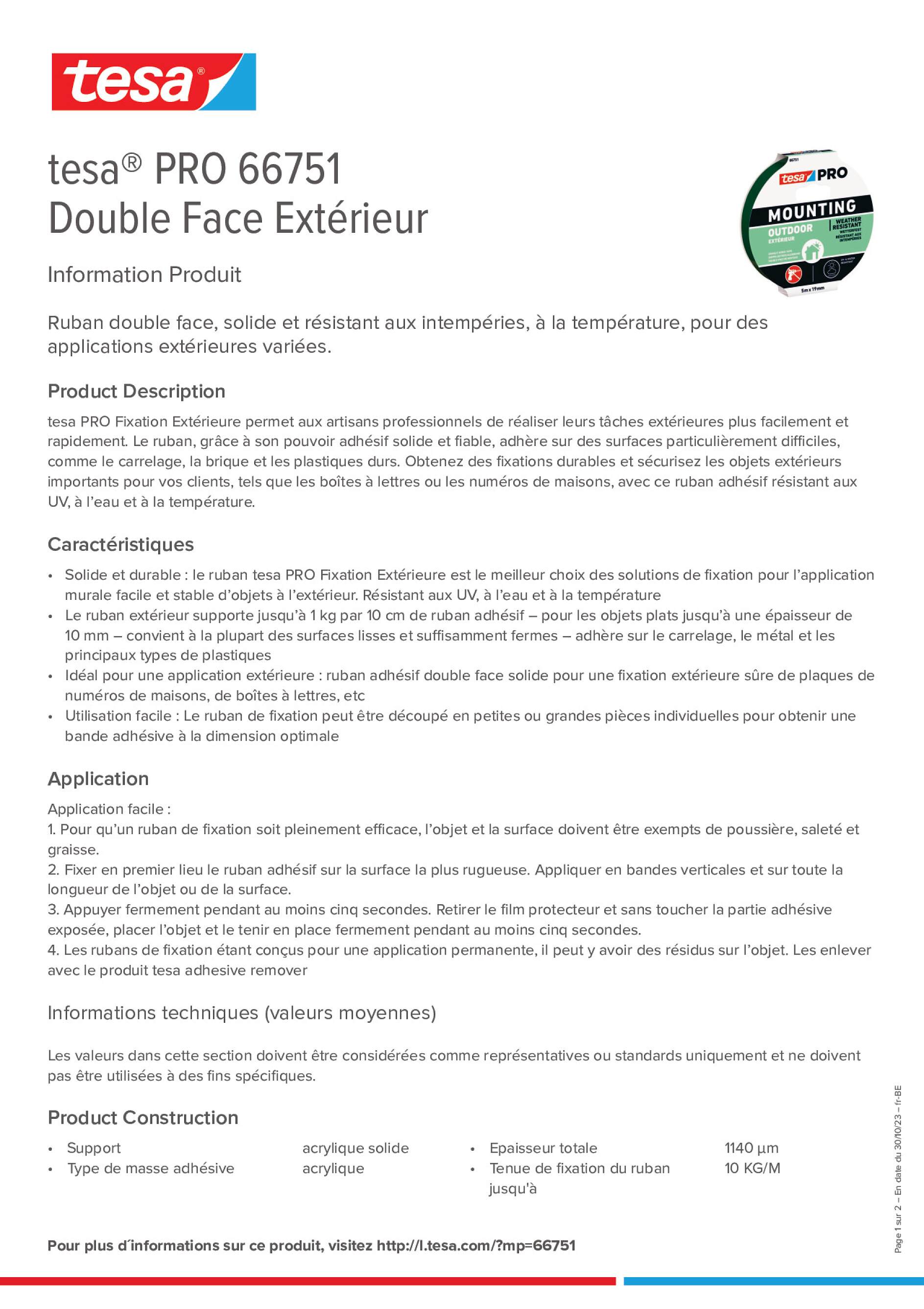 tesa® PRO 66751 Double Face Extérieur - tesa
