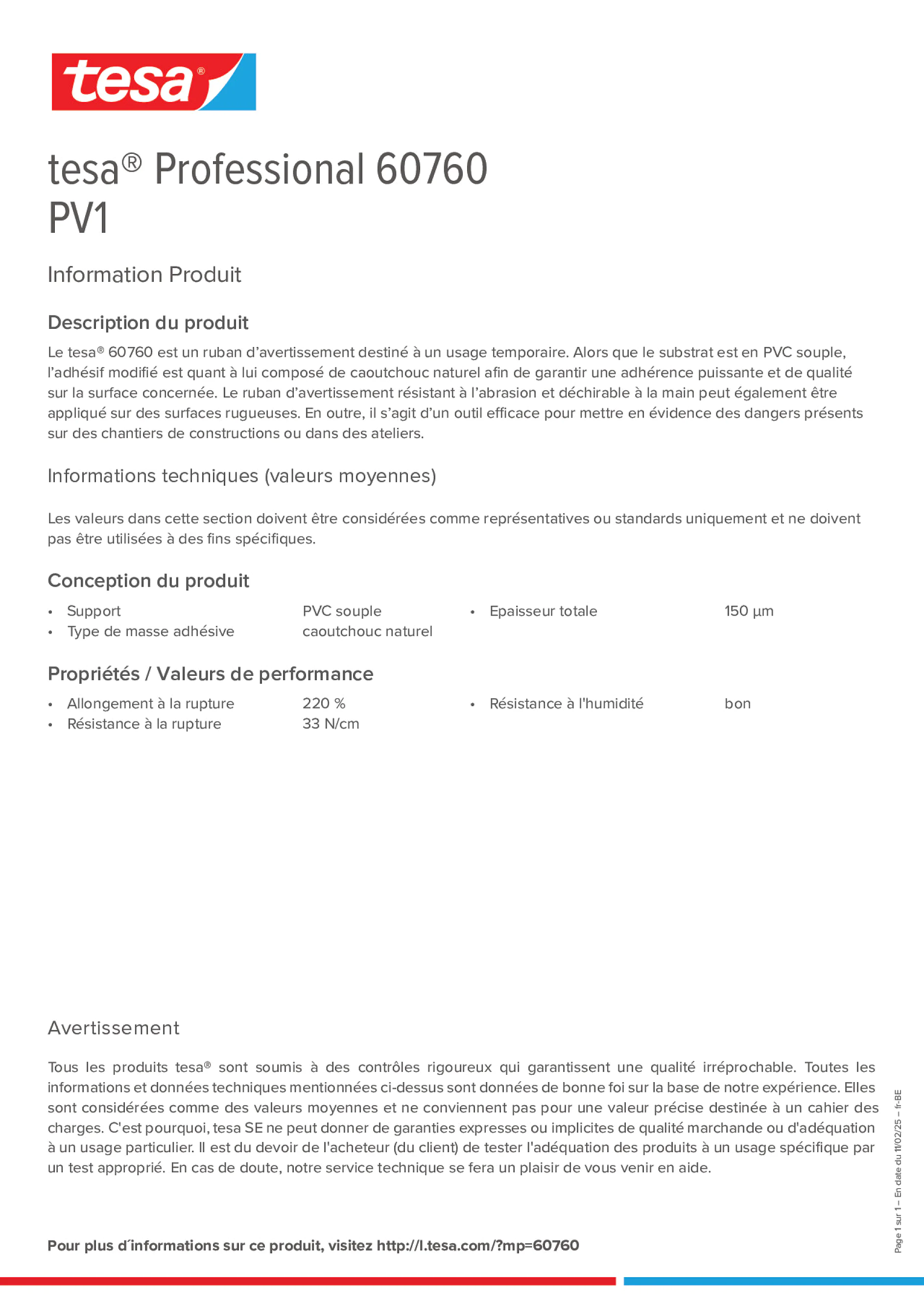 Product information_tesa® Professional 60760_fr-BE_nl-BE