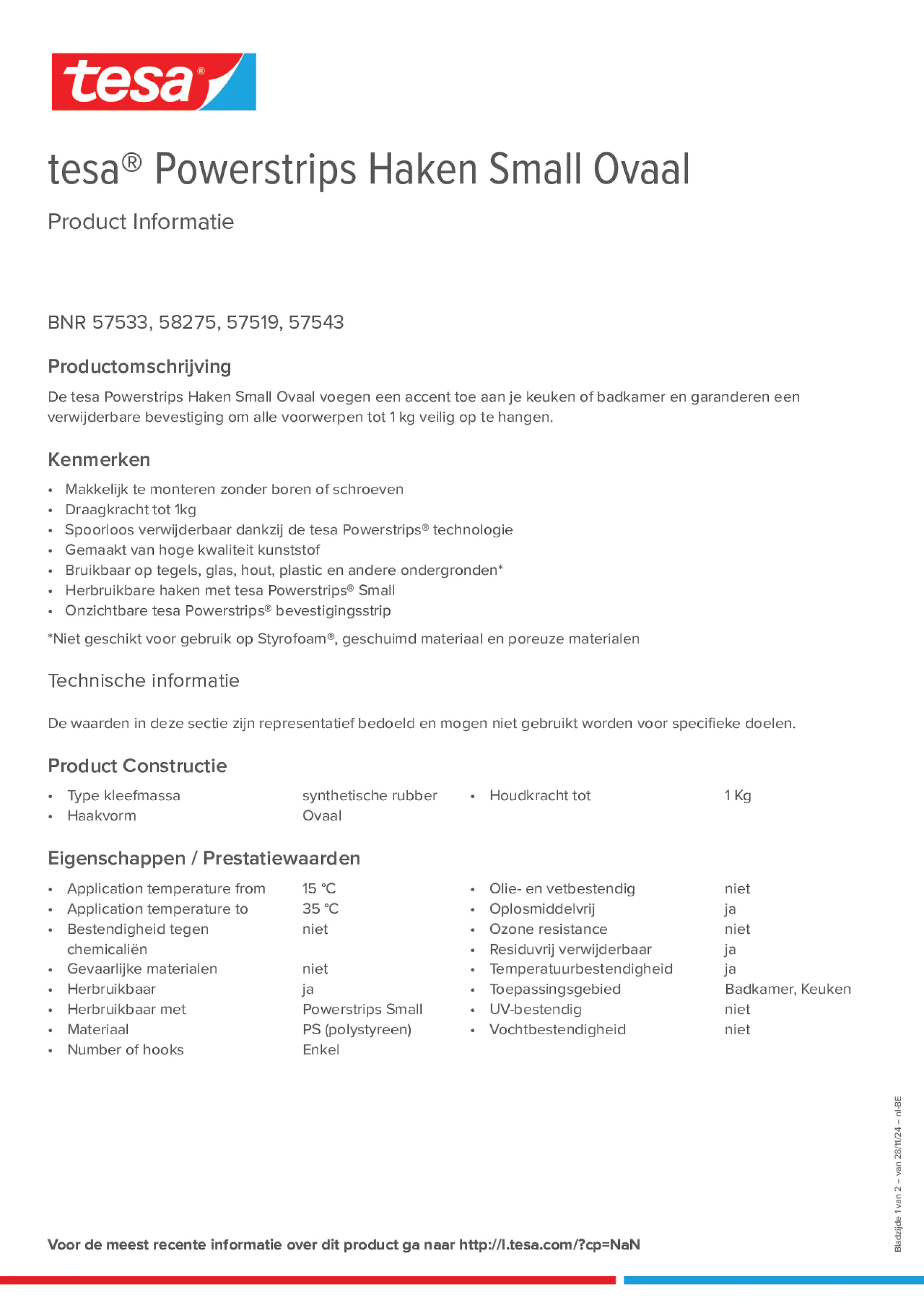 Product information_tesa® Powerstrips 57519_fr-BE_nl-BE