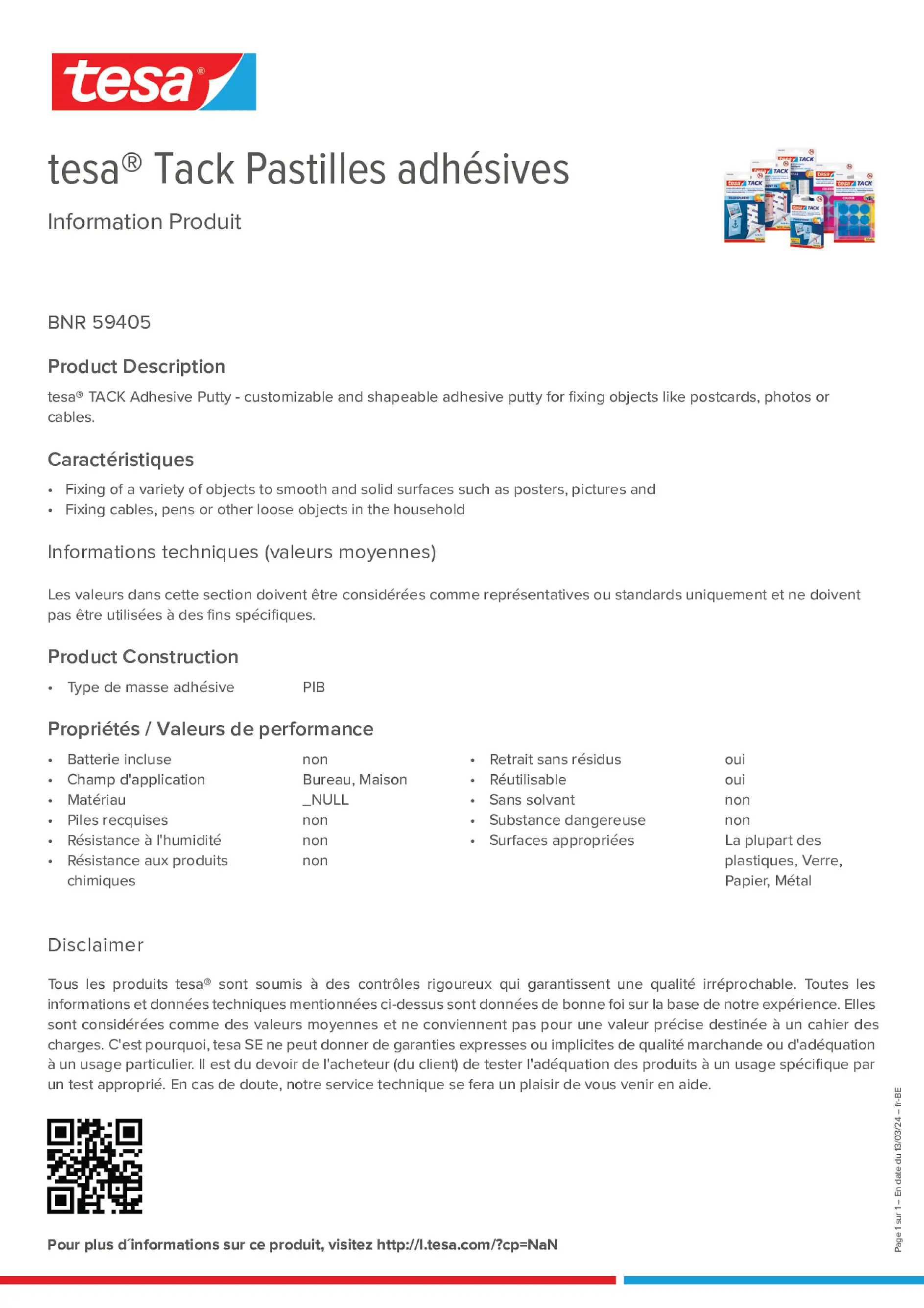 Product information_tesa® Tack 59405_fr-BE_nl-BE