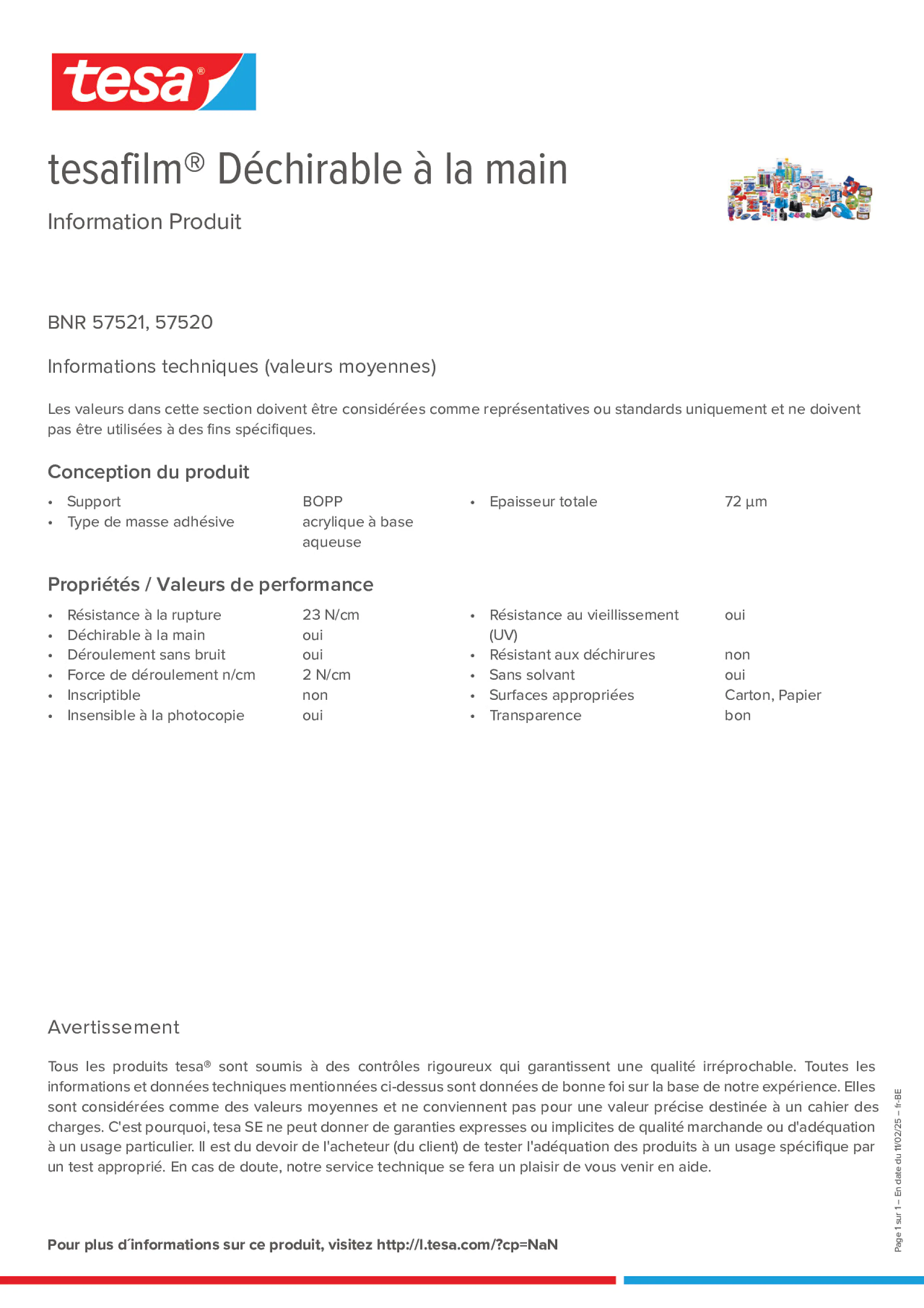 Product information_tesafilm® 57520_fr-BE_nl-BE