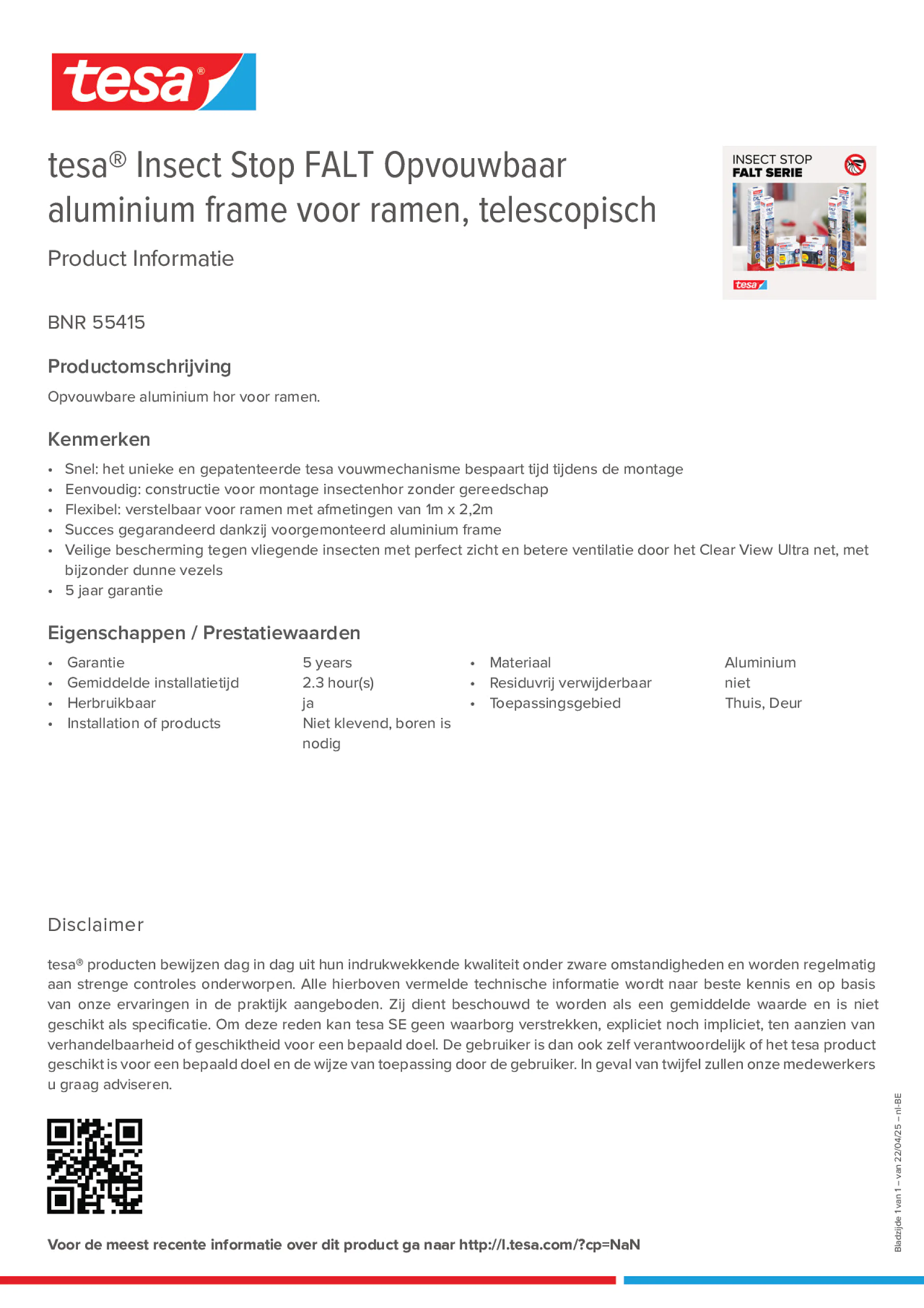 Product information_tesa® 55415_fr-BE_nl-BE Product information_tesa® 55415_fr-BE_nl-BE