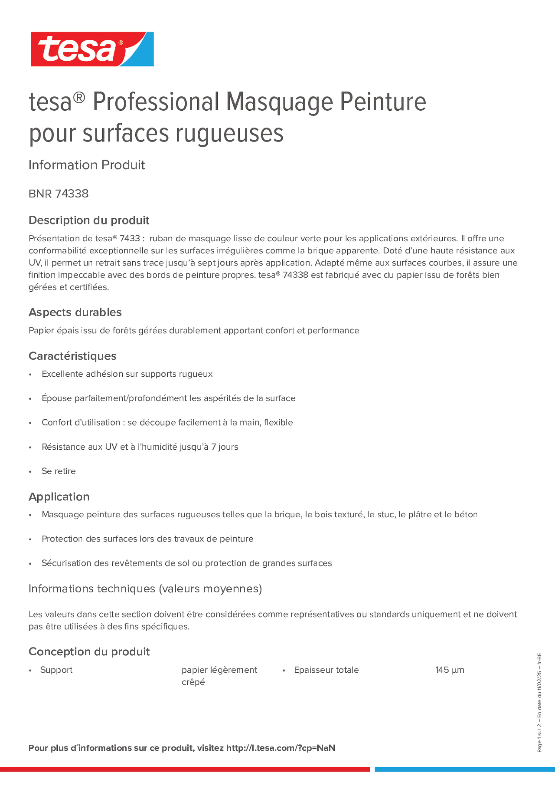 Product information_tesa® Professional 74338_fr-BE_nl-BE