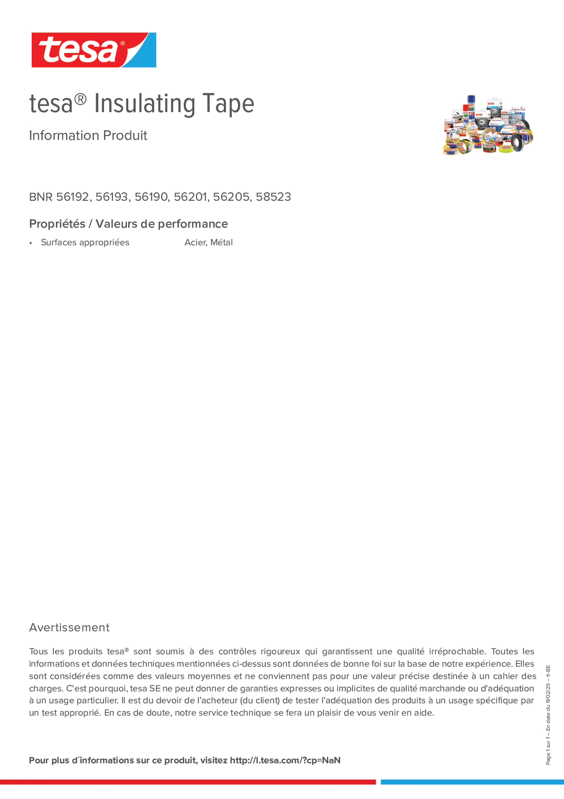 Product information_tesa® Insulating Tape 56203_fr-BE_nl-BE