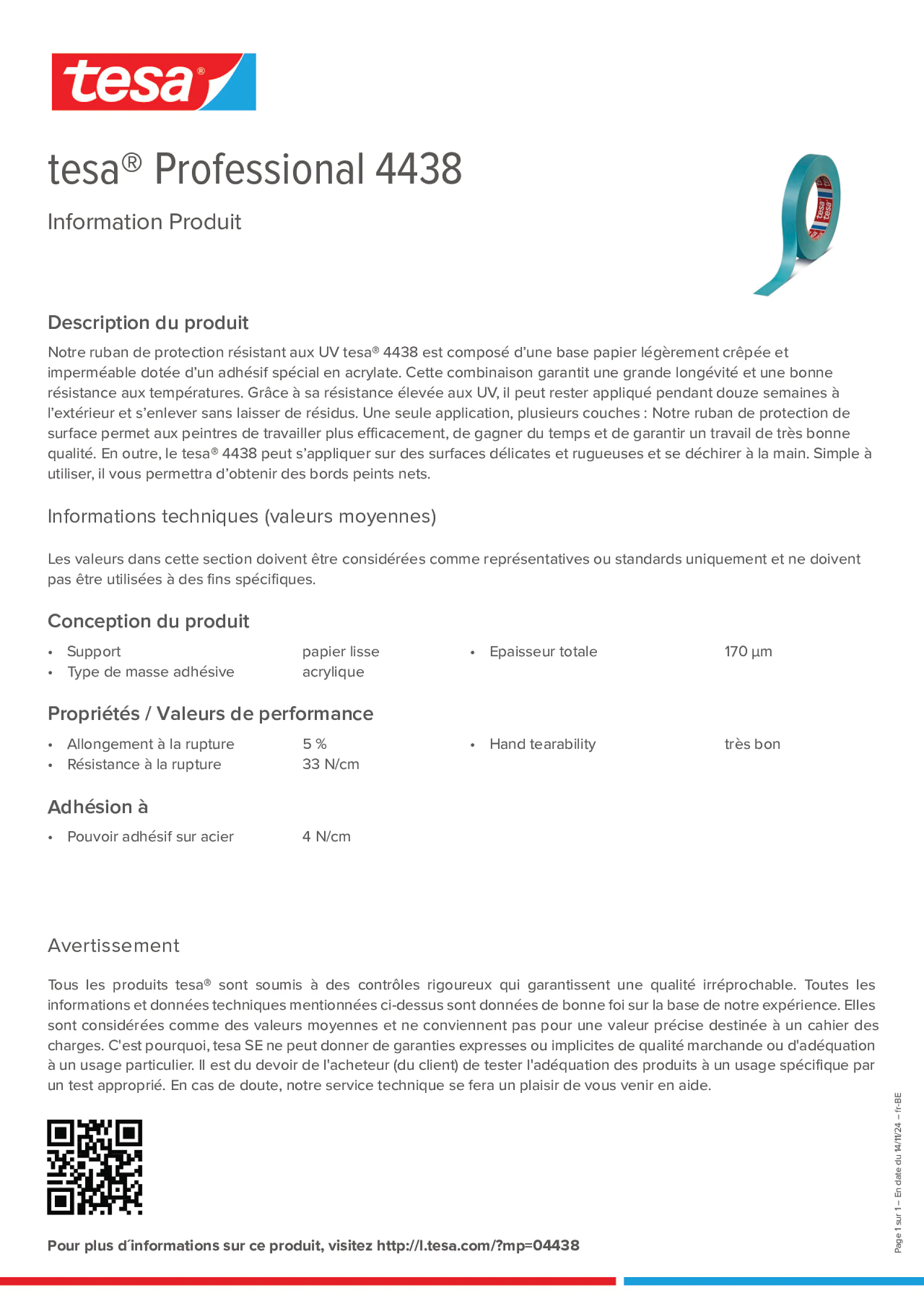 Product information_tesa® Professional 04438_fr-BE_nl-BE
