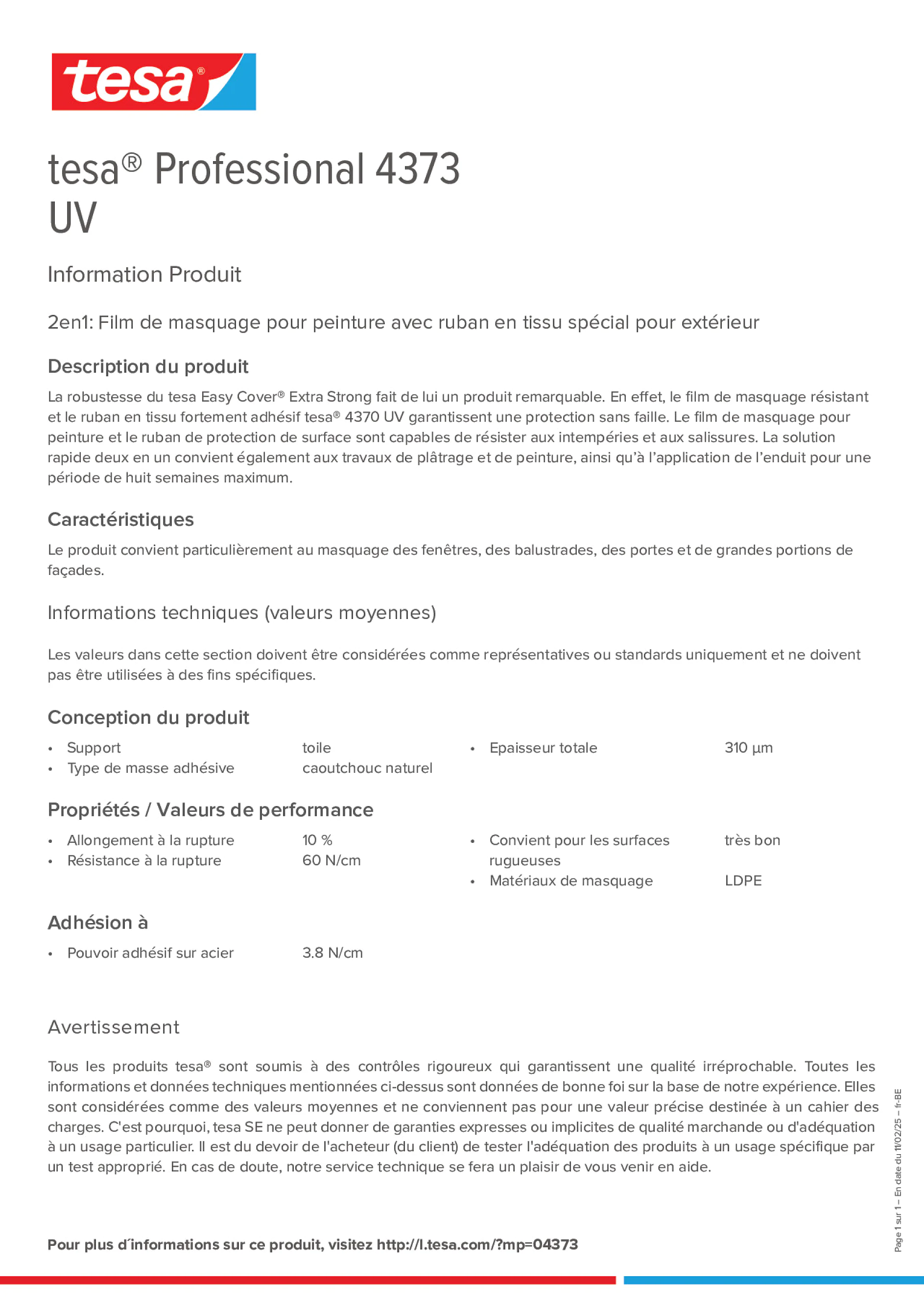 Product information_tesa® Professional 04373_fr-BE_nl-BE