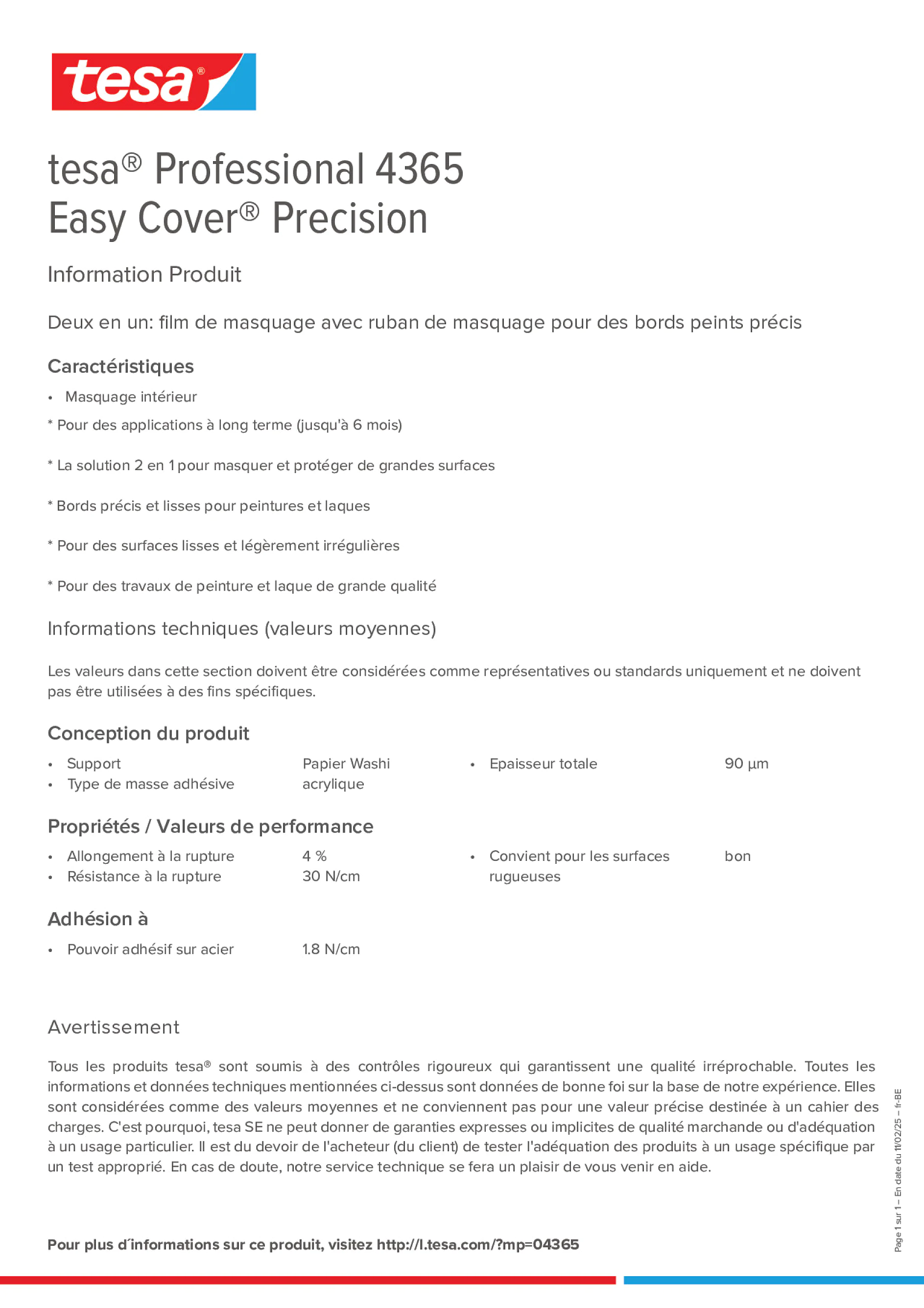 Product information_tesa® Professional 04365_fr-BE_nl-BE