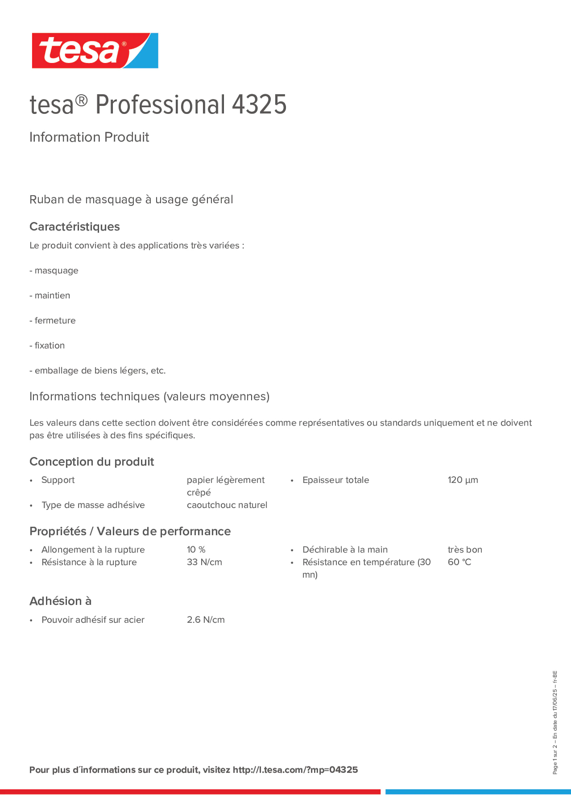 Product information_tesa® Professional 04325_fr-BE_nl-BE