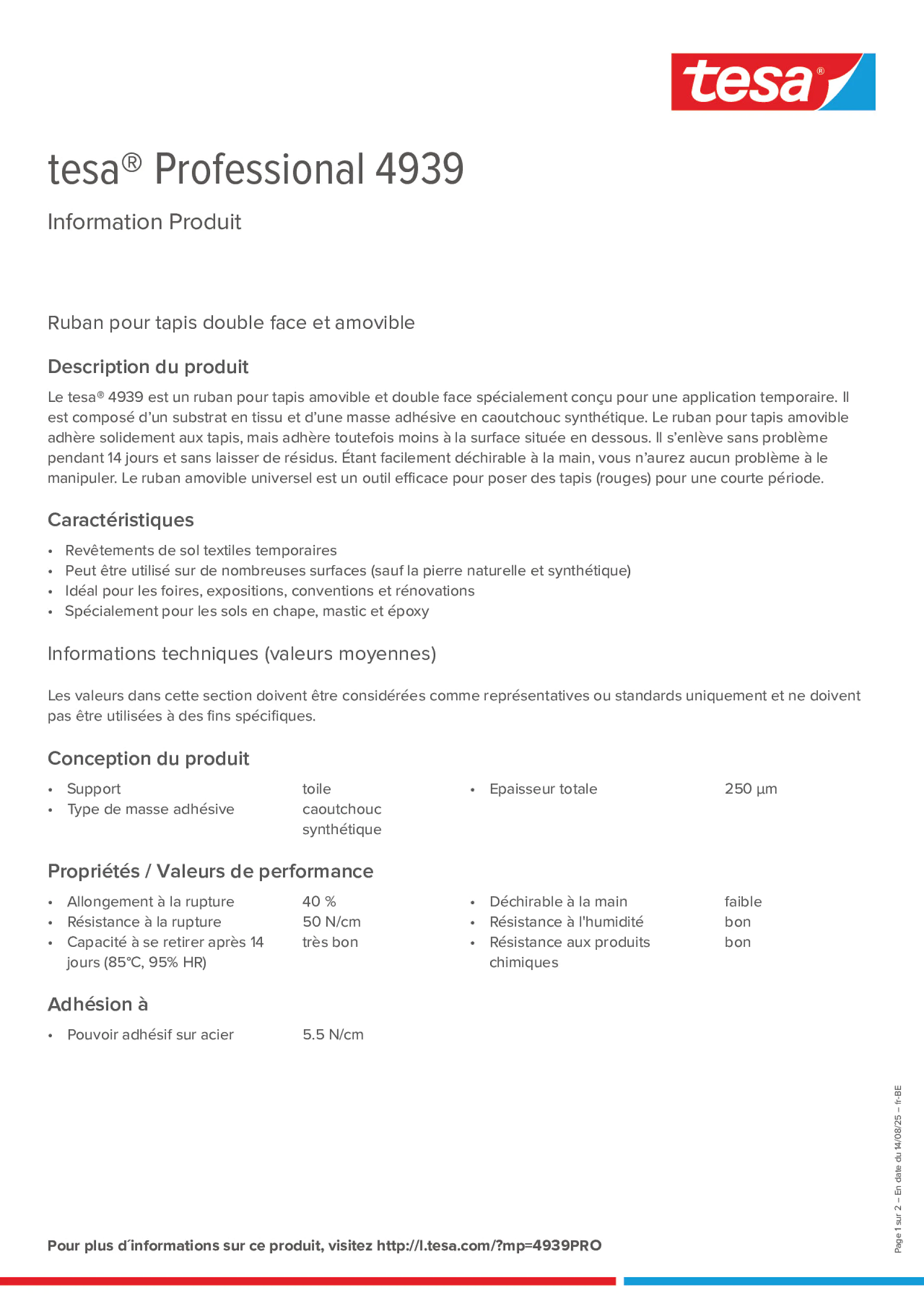 Product information_tesa® Professional 04939_fr-BE_nl-BE