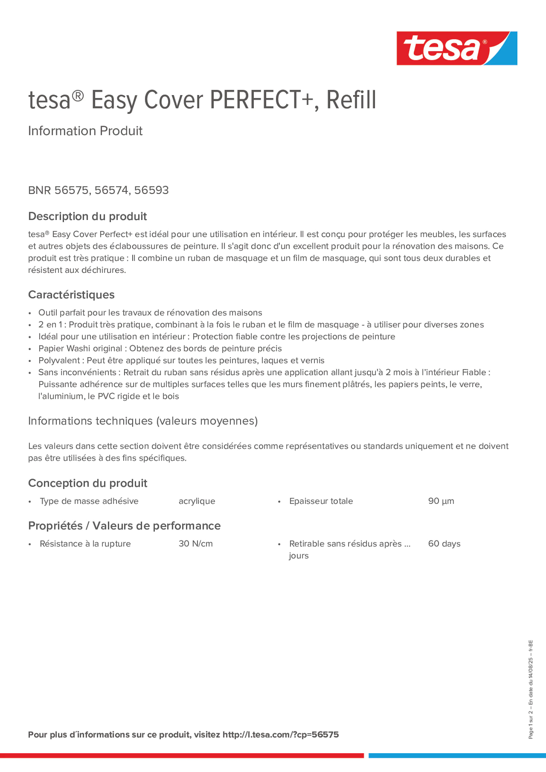 Product information_tesa® Easy Cover 56575_fr-BE_nl-BE