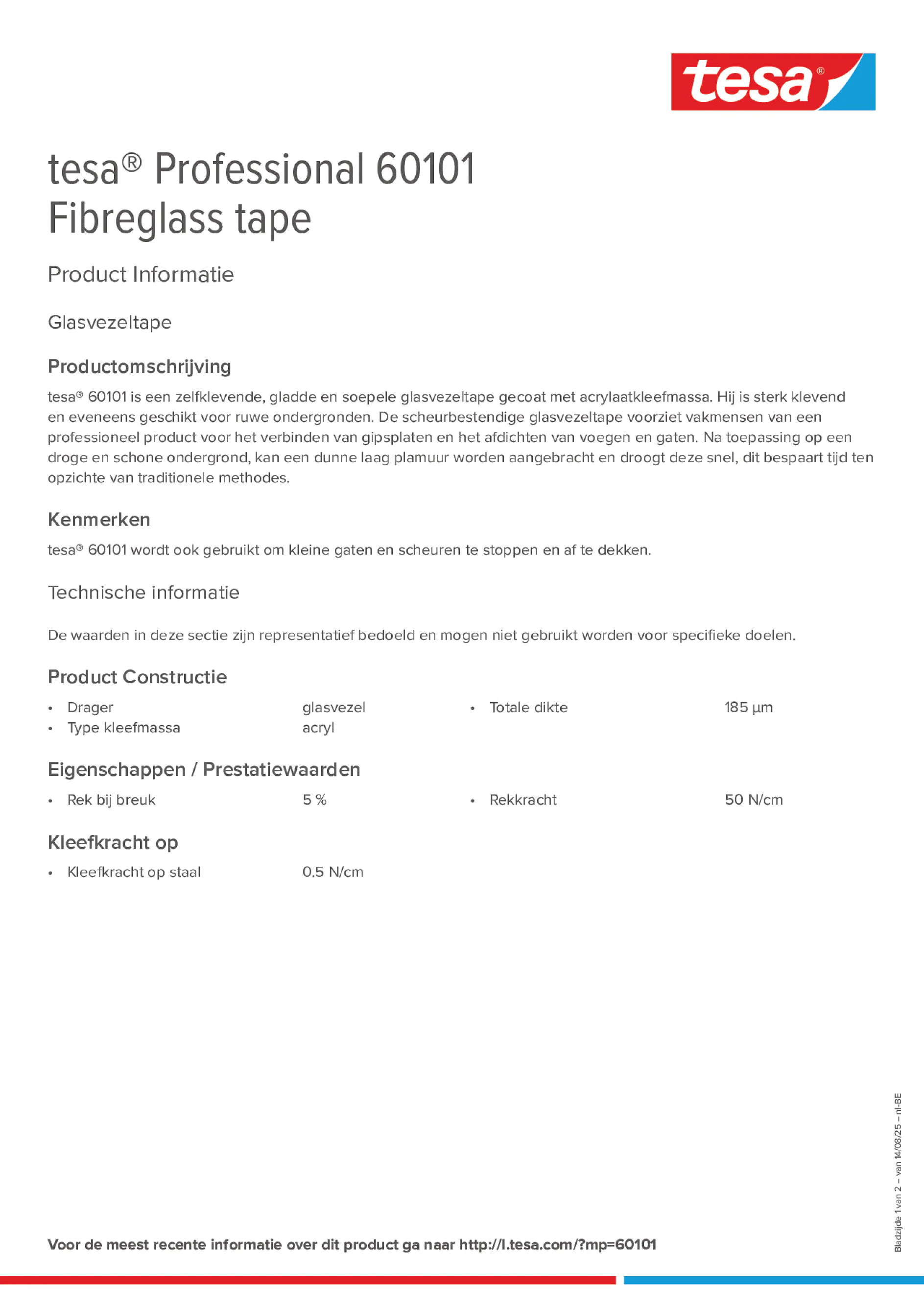 Product information_tesa® Professional 60101_fr-BE_nl-BE