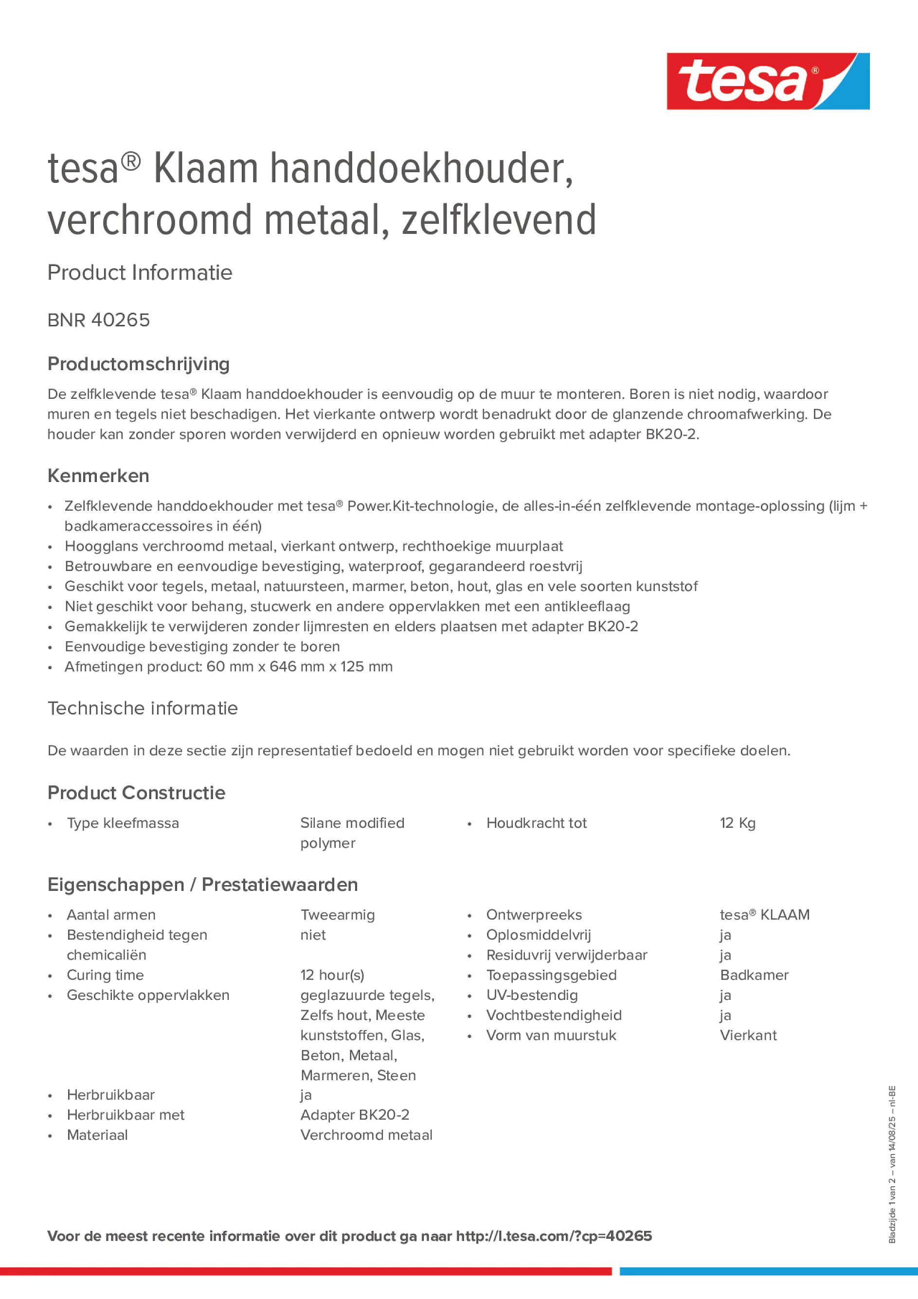 Product information_tesa® 40265_fr-BE_nl-BE