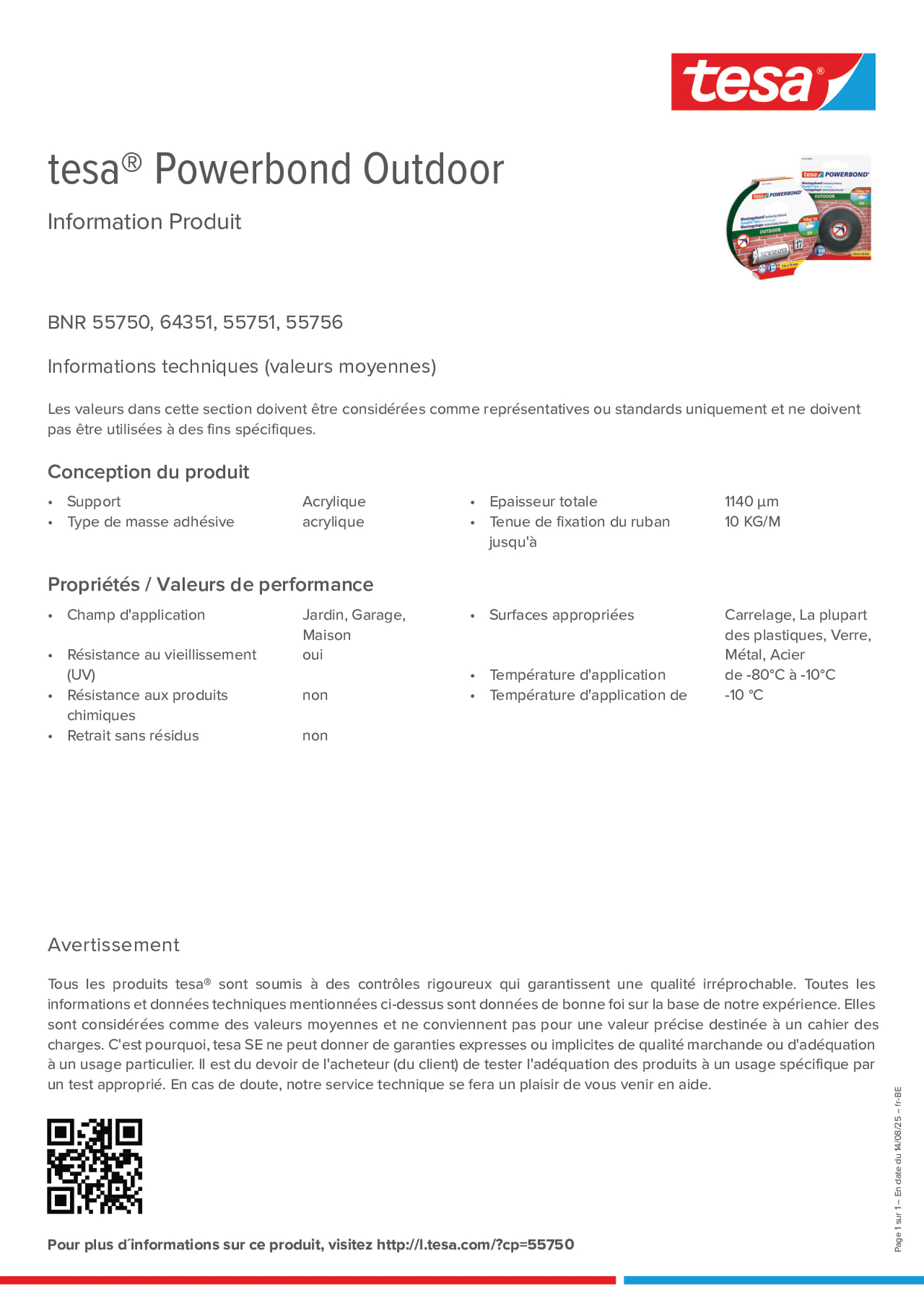 Product information_tesa® Powerbond 55751_fr-BE_nl-BE