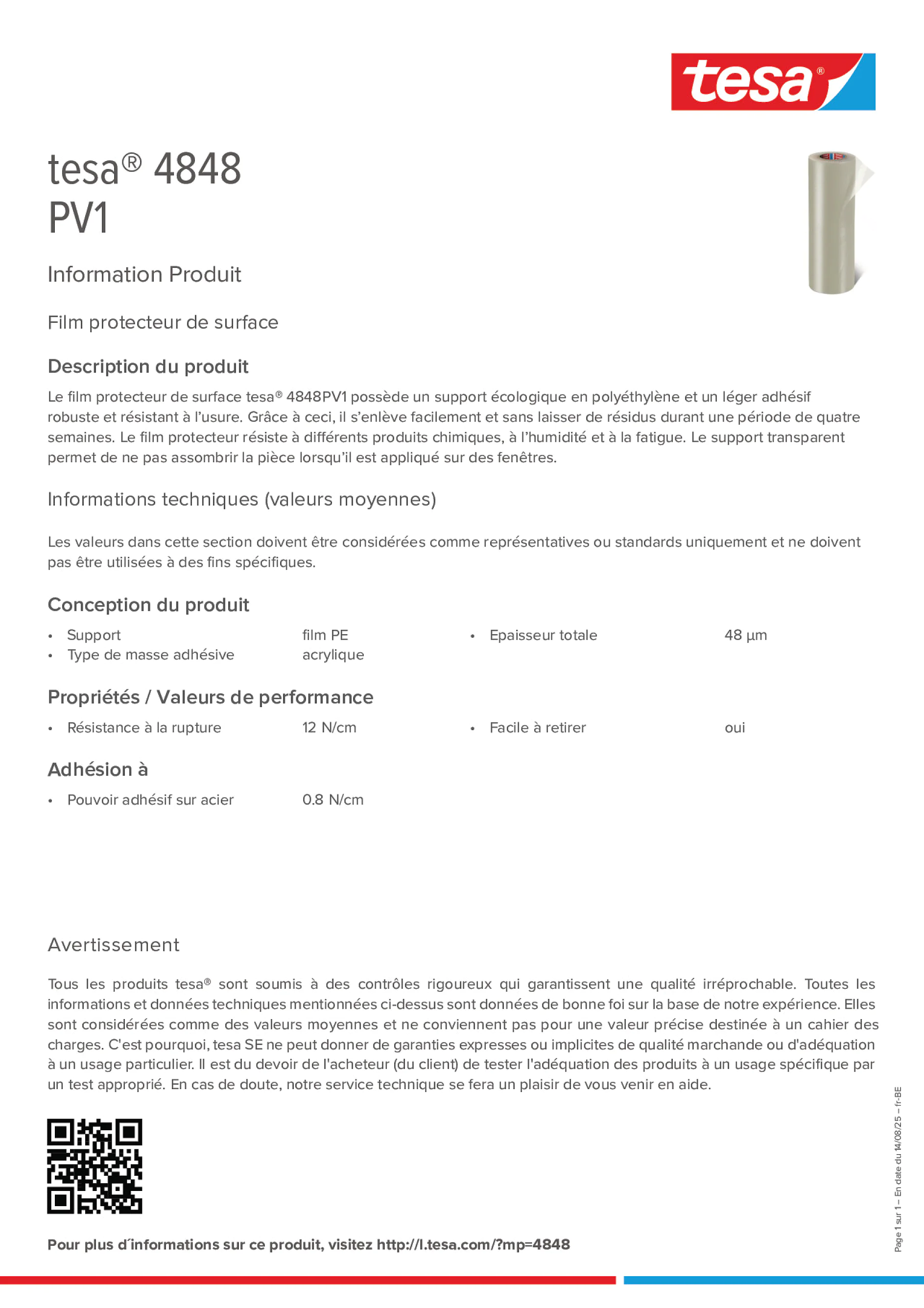 Product information_tesa® 4848_fr-BE_nl-BE
