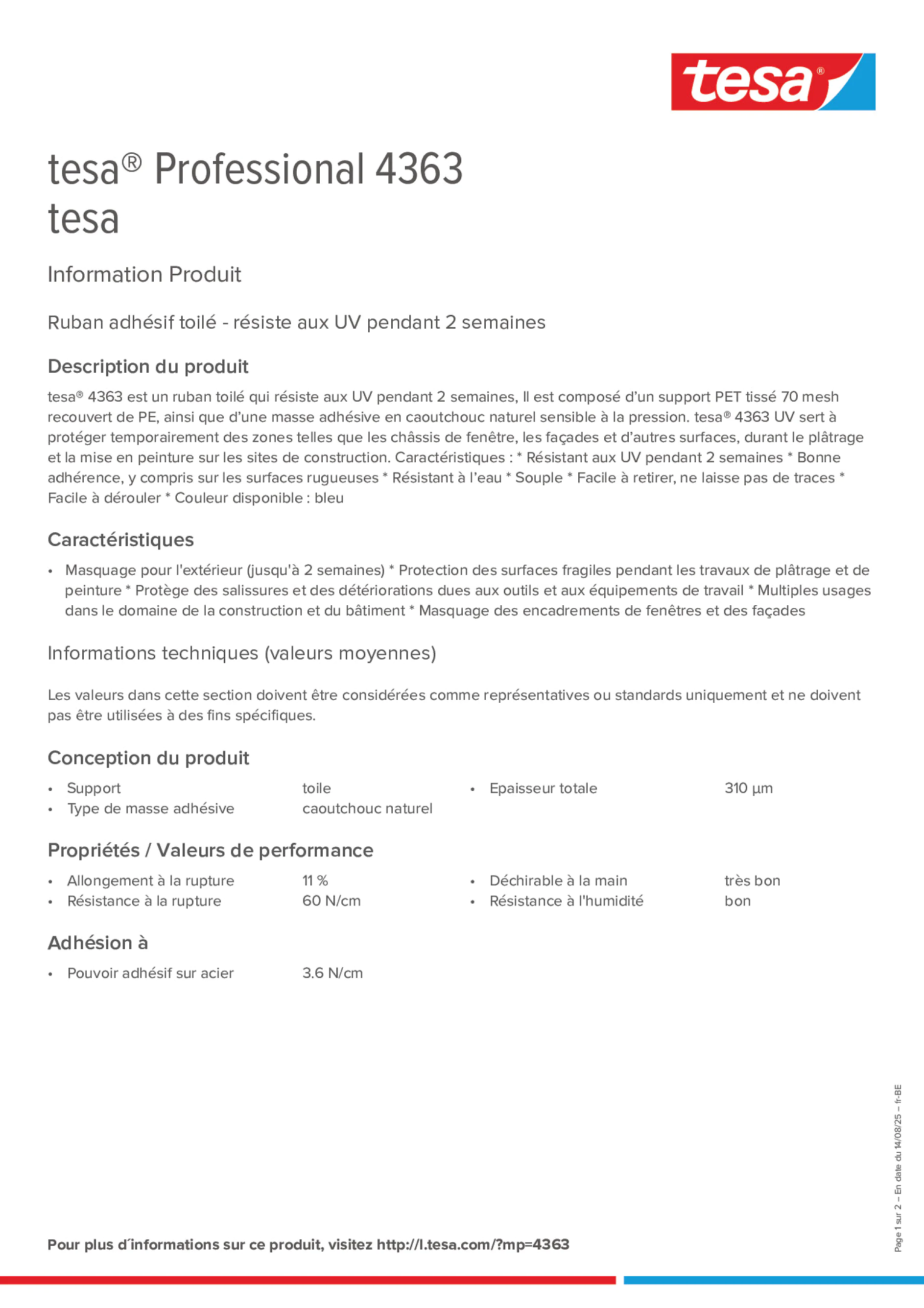 Product information_tesa® Professional 04363_fr-BE_nl-BE