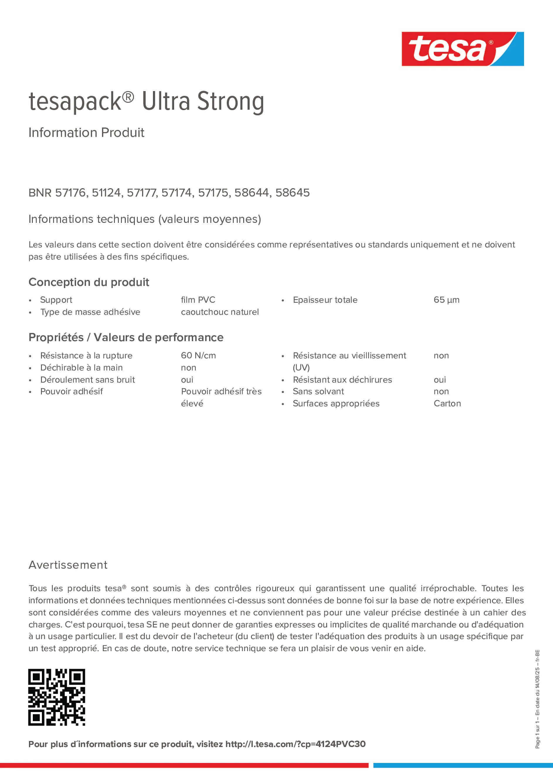 Product information_tesapack® 4124PVC30_fr-BE_nl-BE