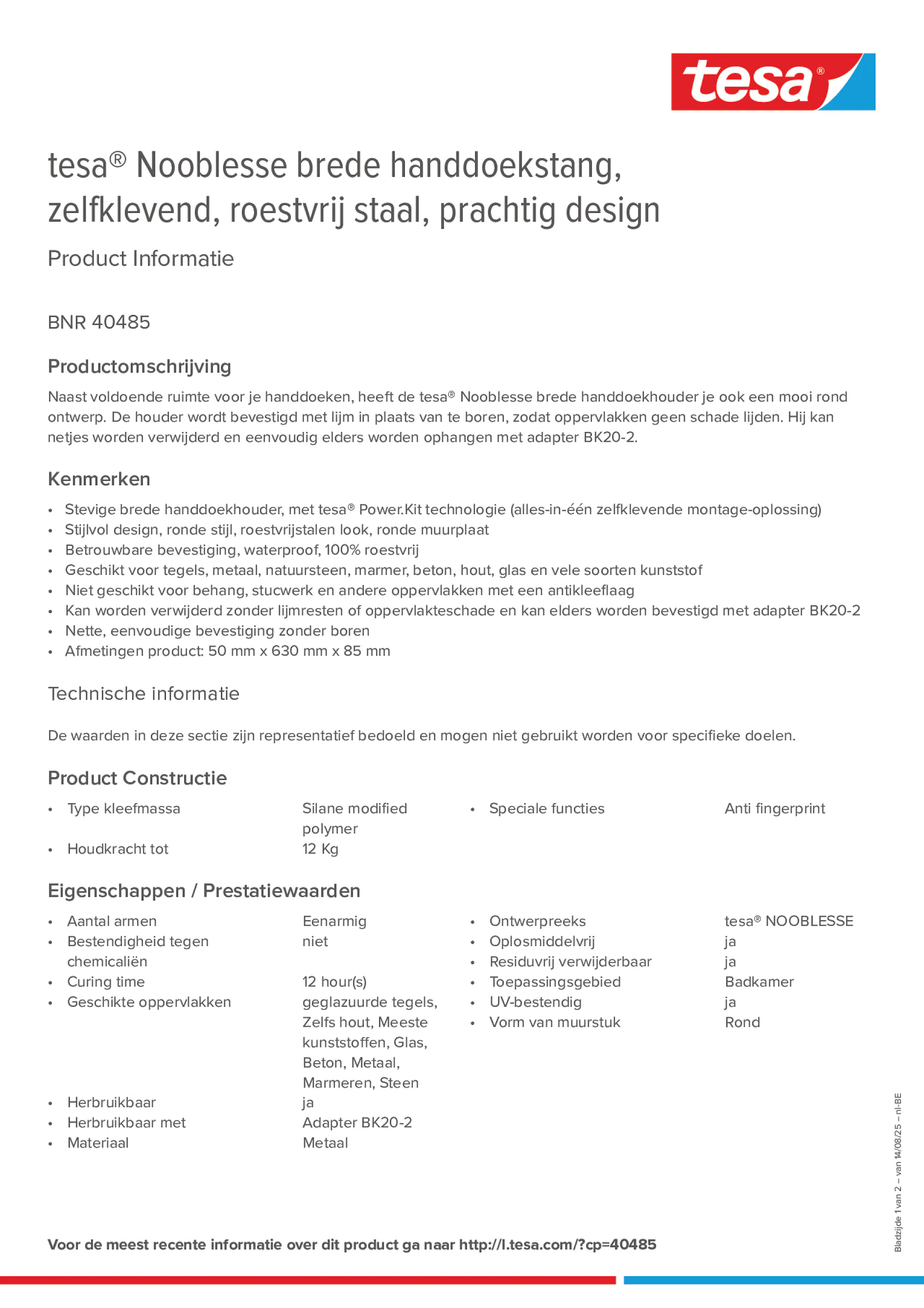Product information_tesa® 40485_fr-BE_nl-BE