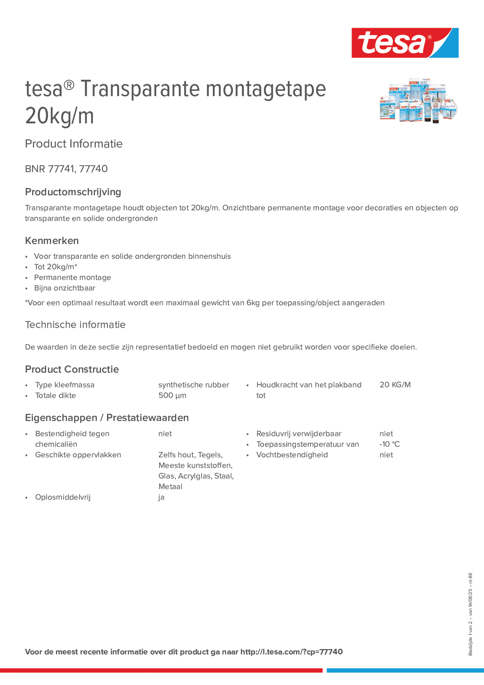 Product information_tesa® 77740_fr-BE_nl-BE