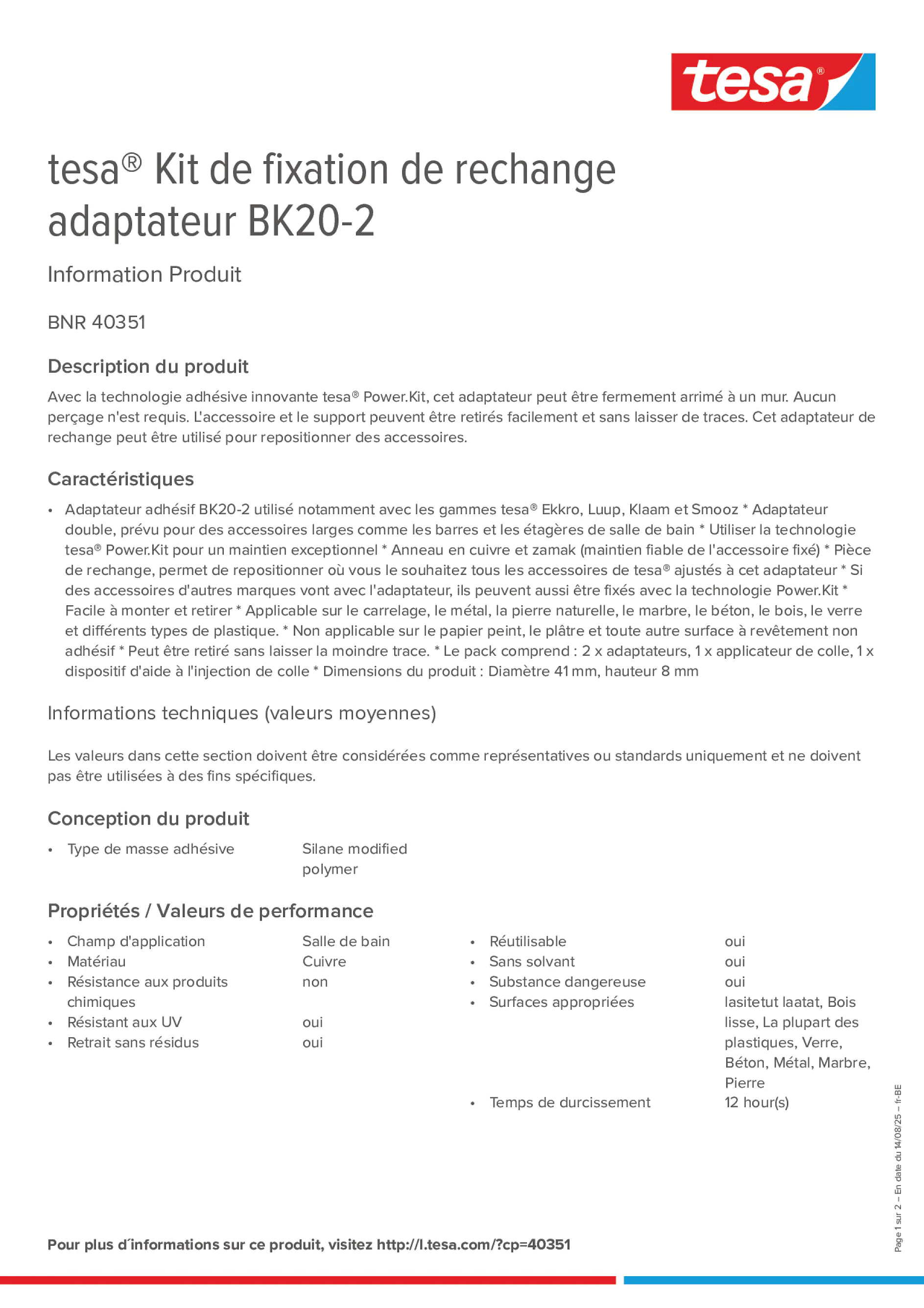 Product information_tesa® 40351_fr-BE_nl-BE