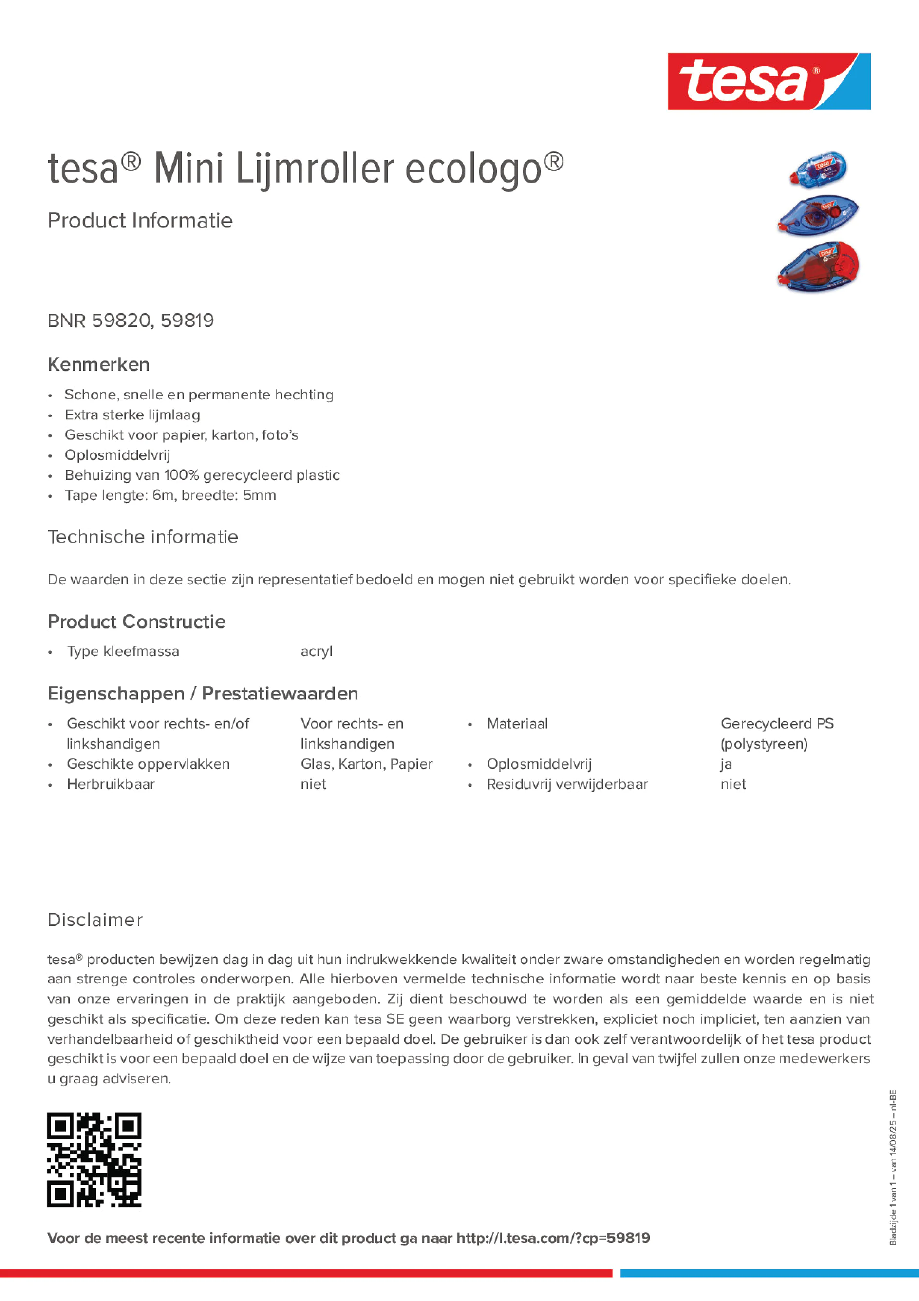 Product information_tesa® 59819_fr-BE_nl-BE