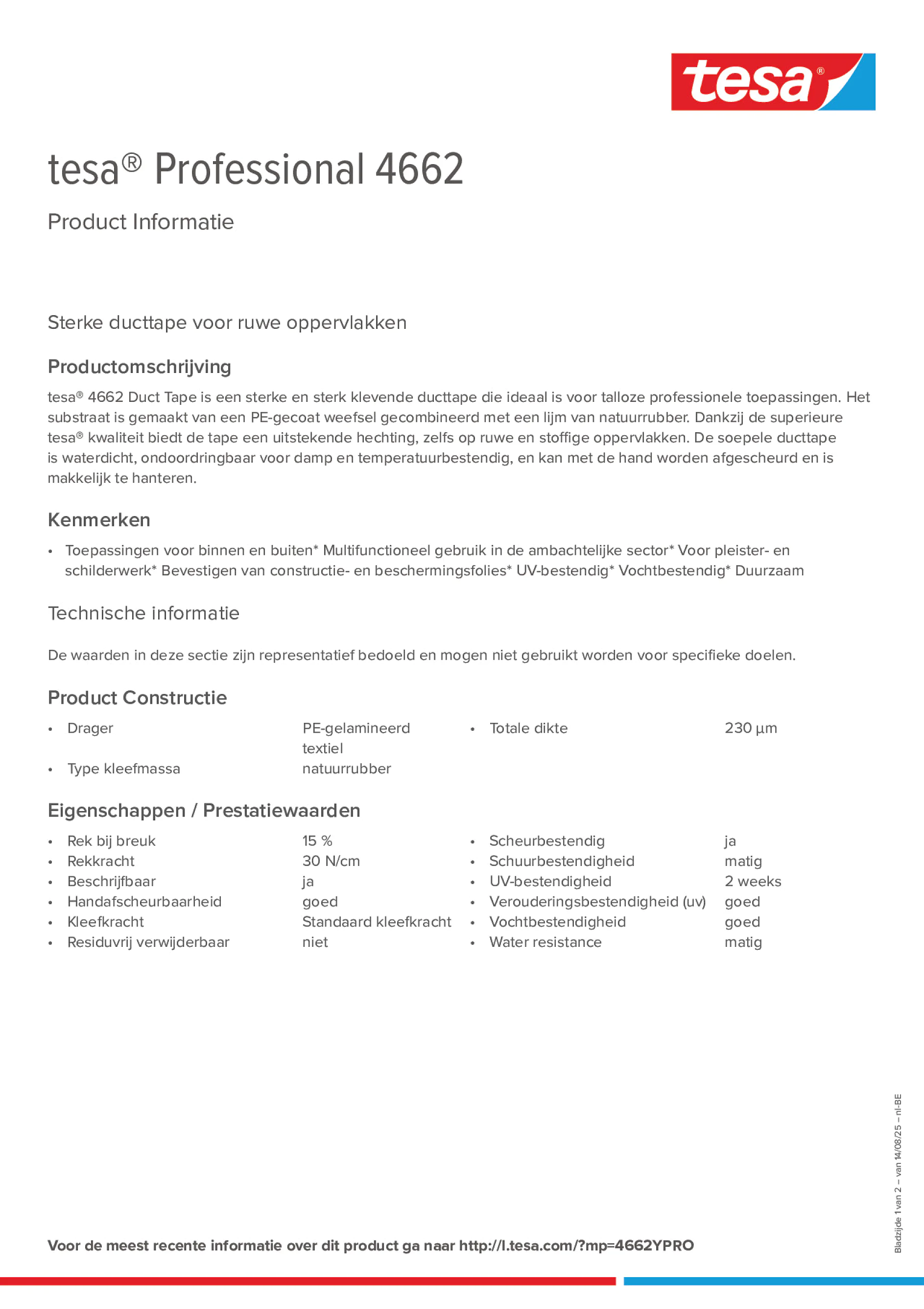 Product information_tesa® Professional 04662_fr-BE_nl-BE