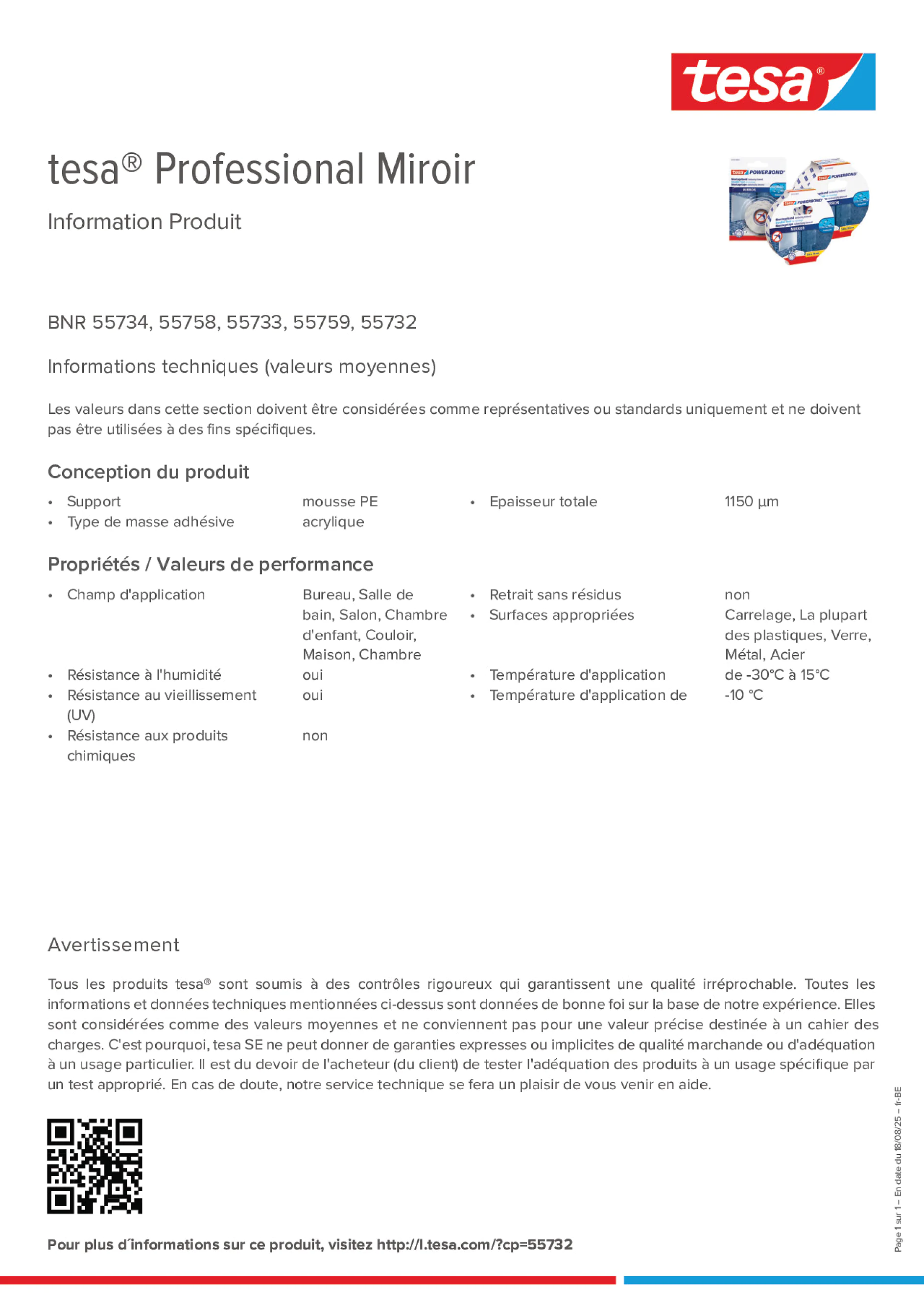 Product information_tesa® Professional 55733_fr-BE_nl-BE