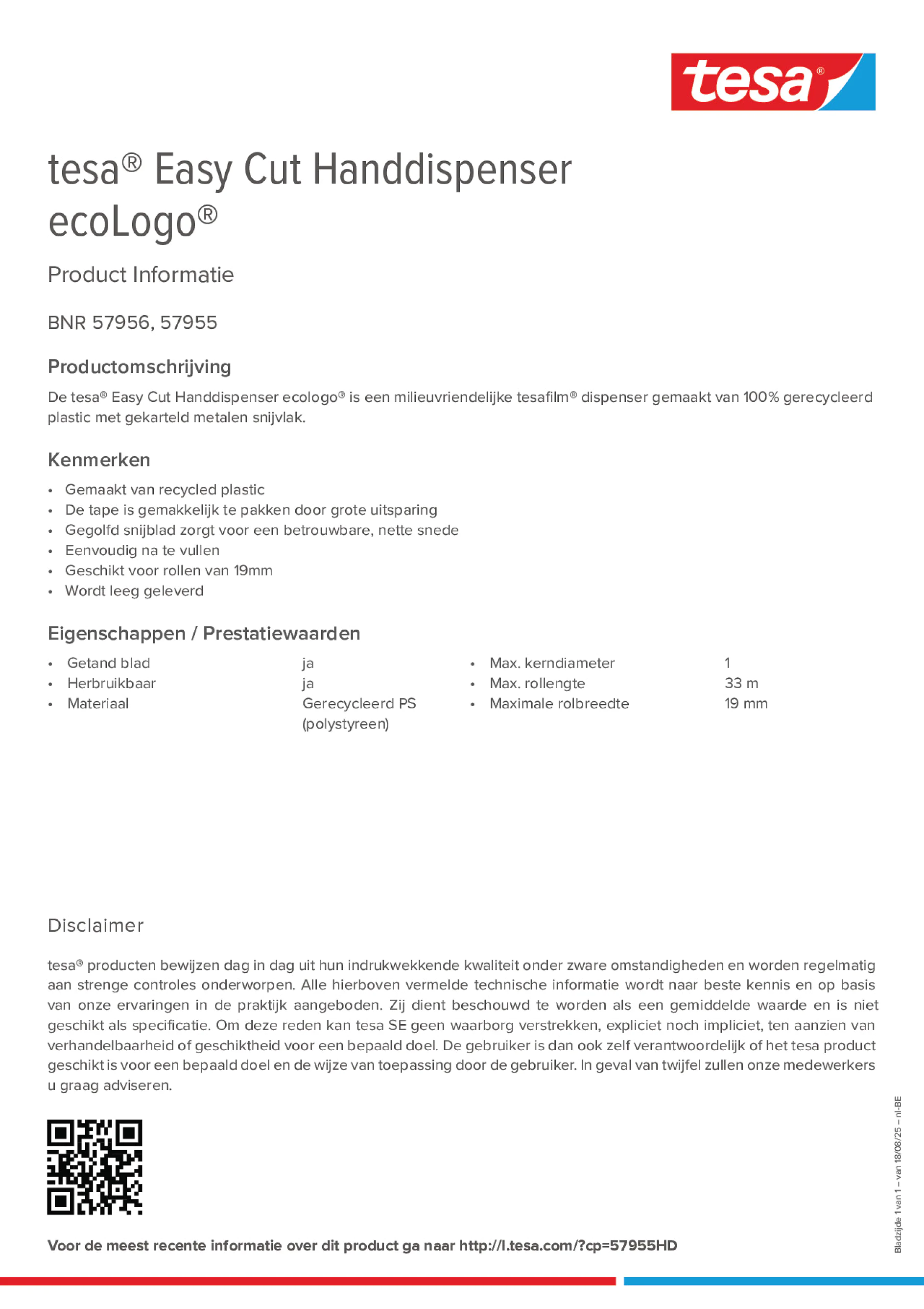Product information_tesa® Easy Cut 57955_fr-BE_nl-BE