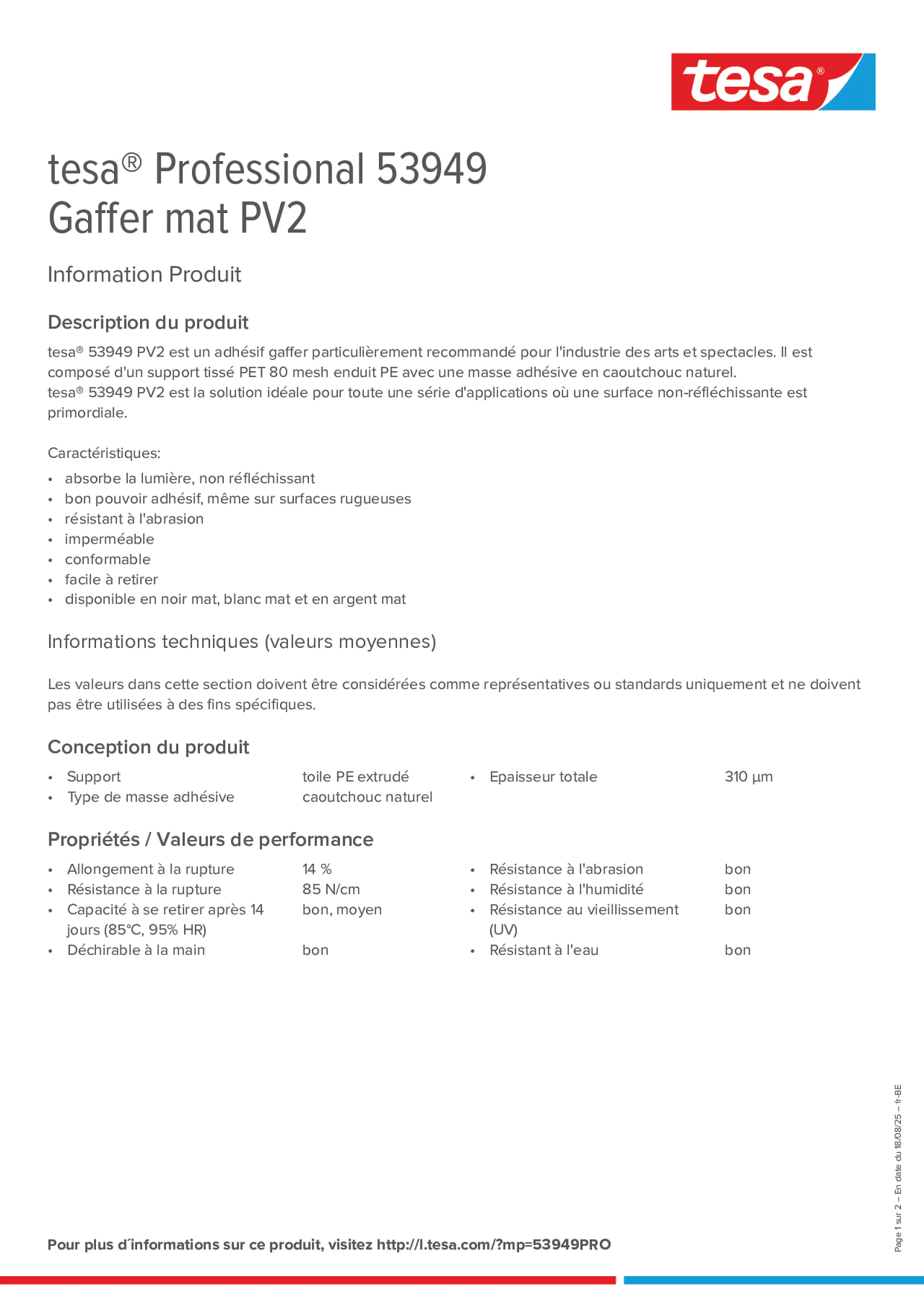 Product information_tesa® Professional 53949_fr-BE_nl-BE