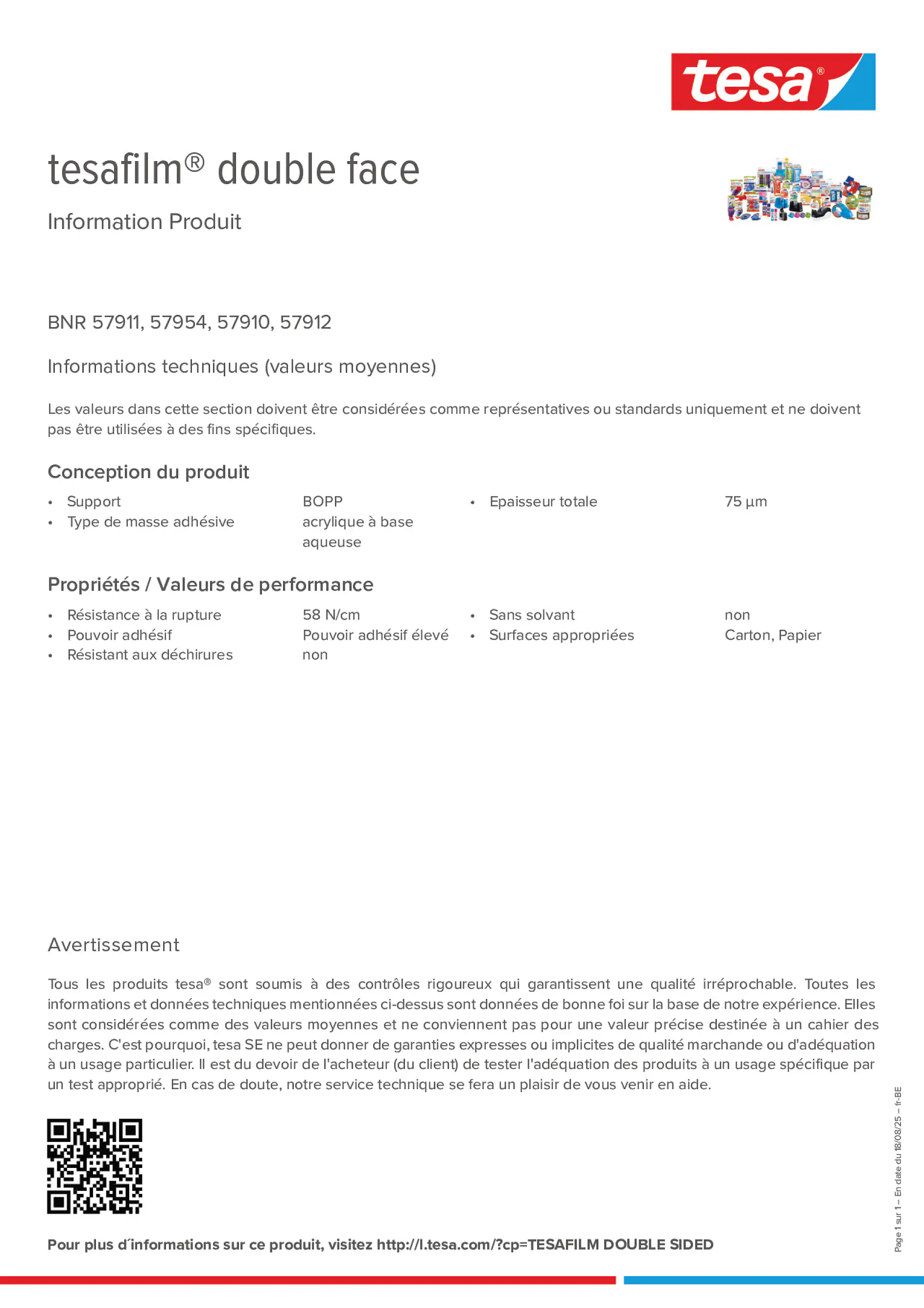 Product information_tesafilm® 57910_fr-BE_nl-BE
