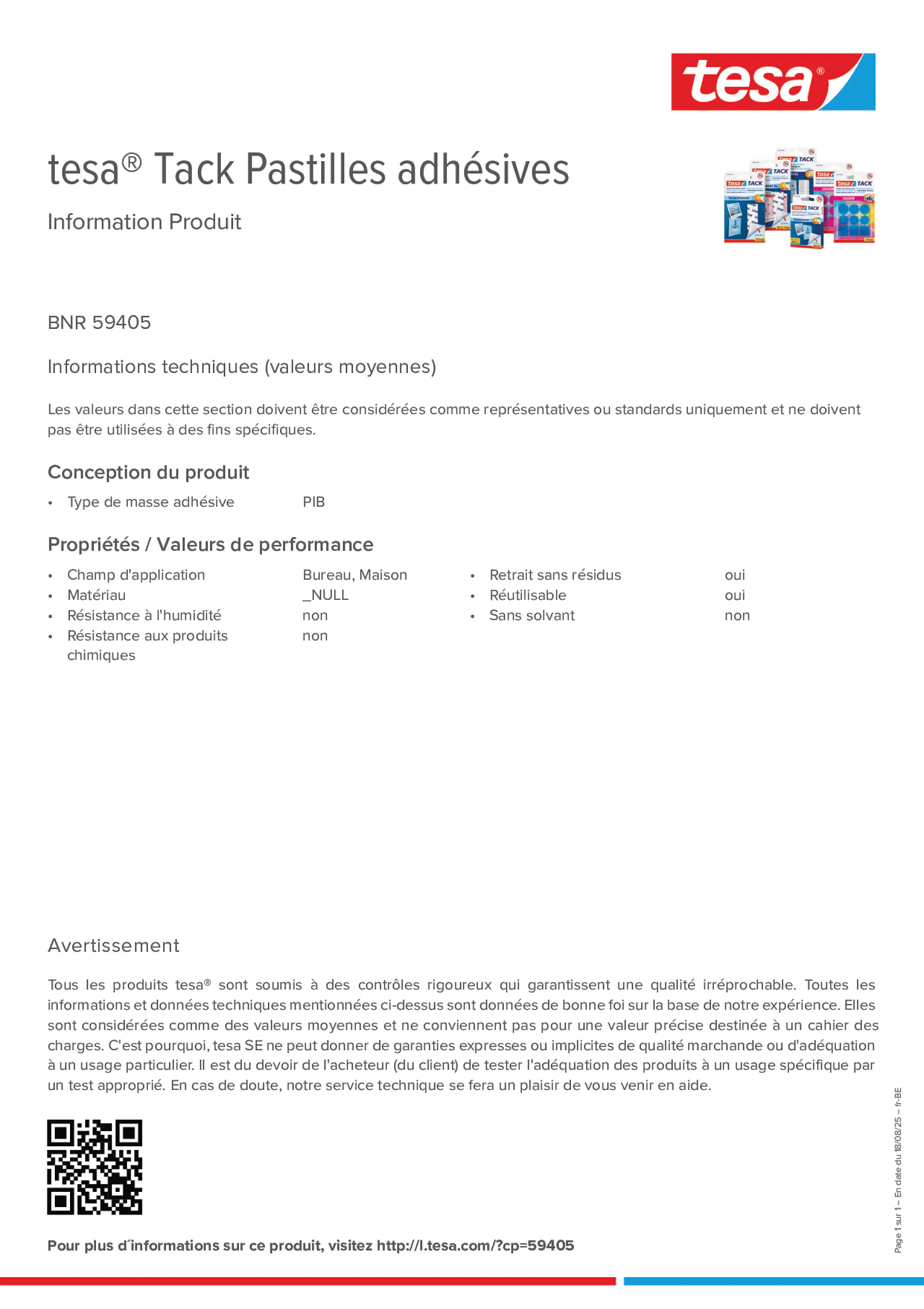 Product information_tesa® Tack 59405_fr-BE_nl-BE