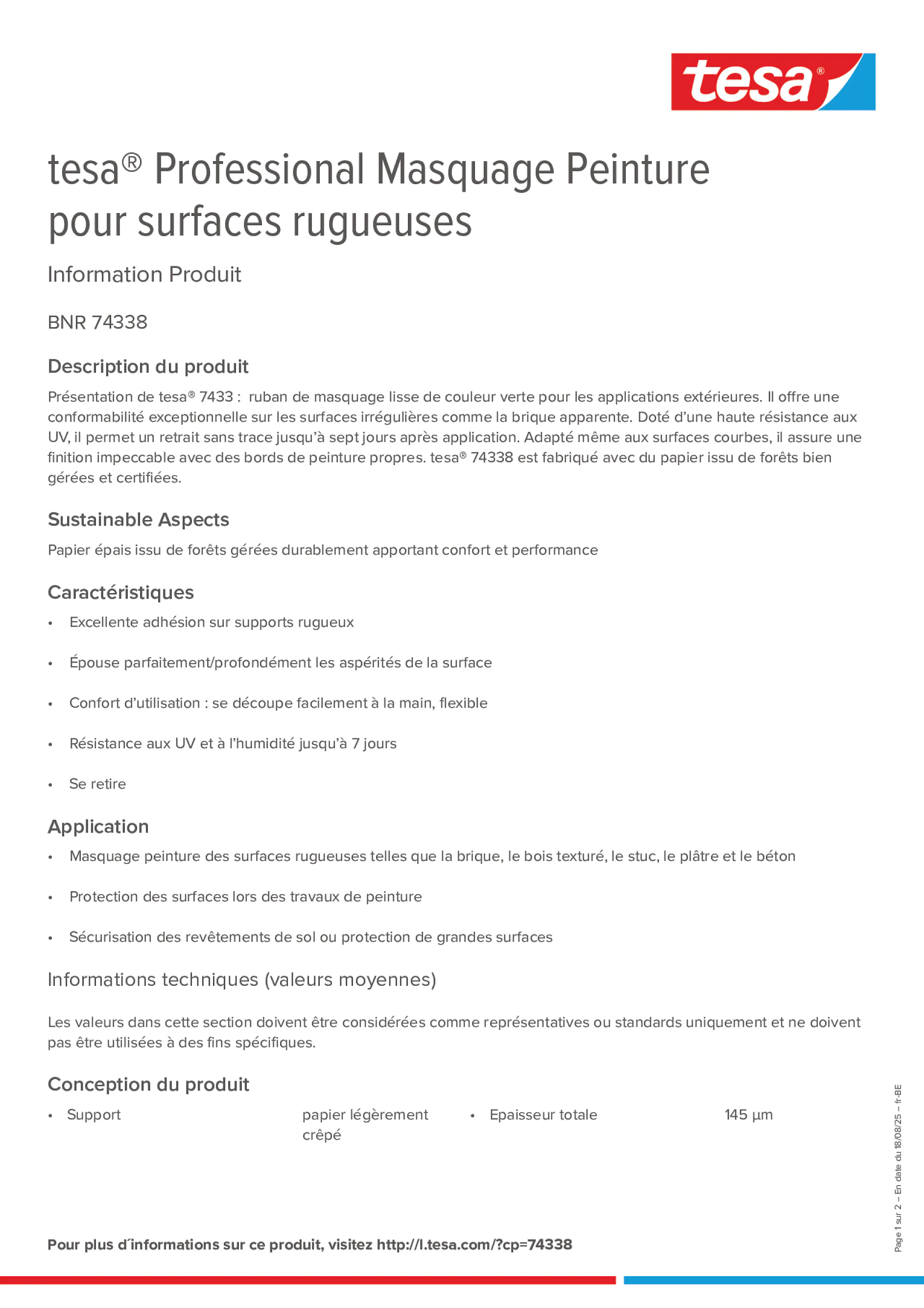 Product information_tesa® Professional 74338_fr-BE_nl-BE