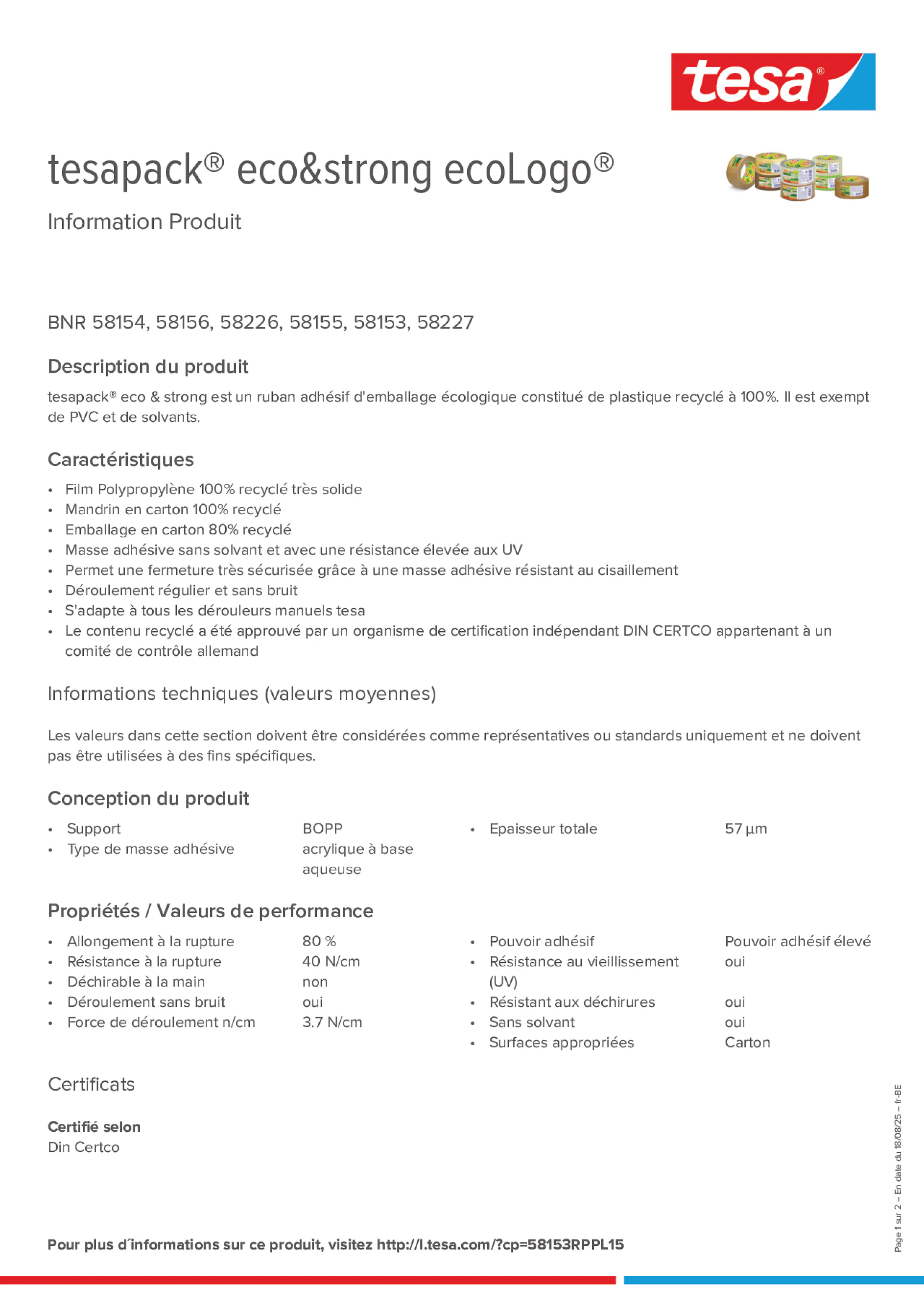 Product information_tesapack® 58154_fr-BE_nl-BE