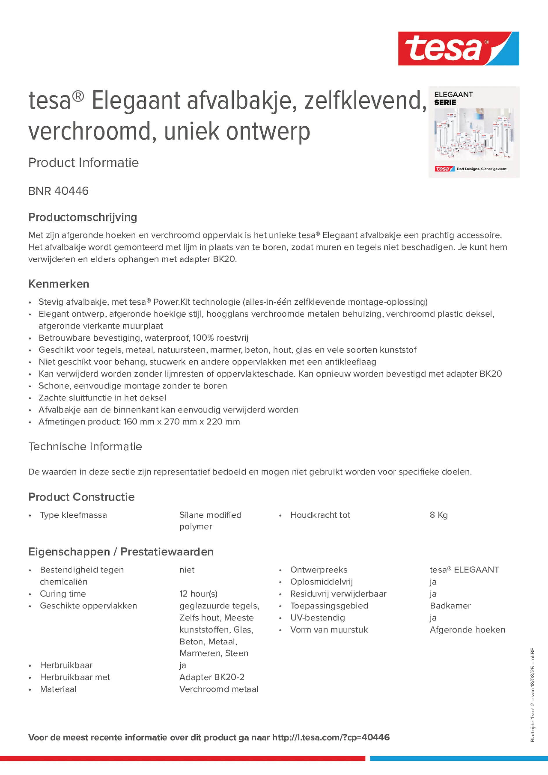 Product information_tesa® 40446_fr-BE_nl-BE Product information_tesa® 40446_fr-BE_nl-BE