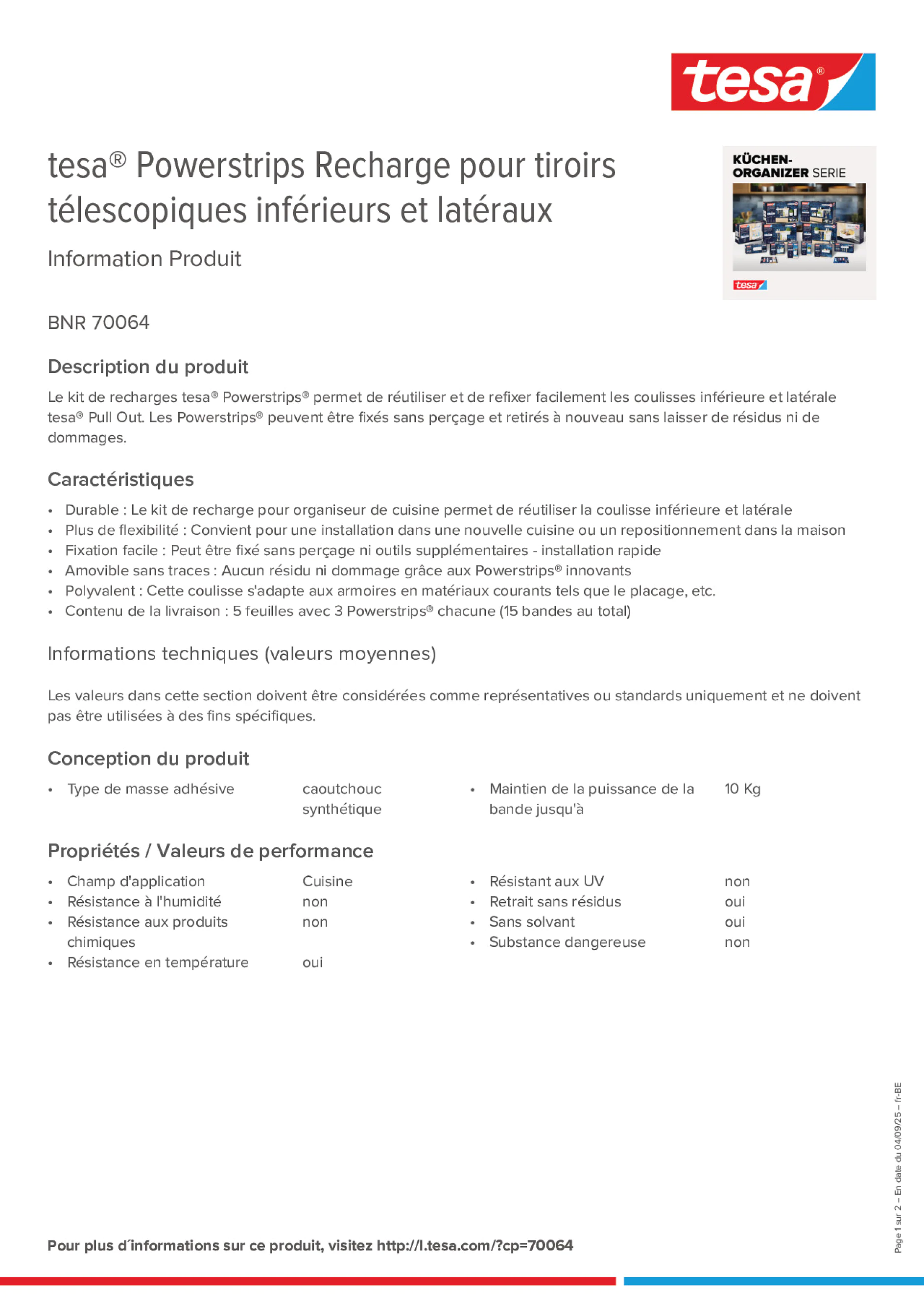 Product information_tesa® Powerstrips 70064_fr-BE_nl-BE Product information_tesa® Powerstrips 70064_fr-BE_nl-BE