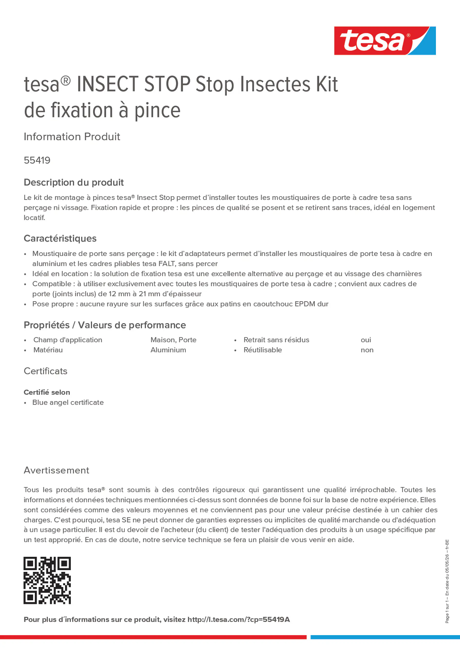 Product information_tesa® 55419A_fr-BE_nl-BE