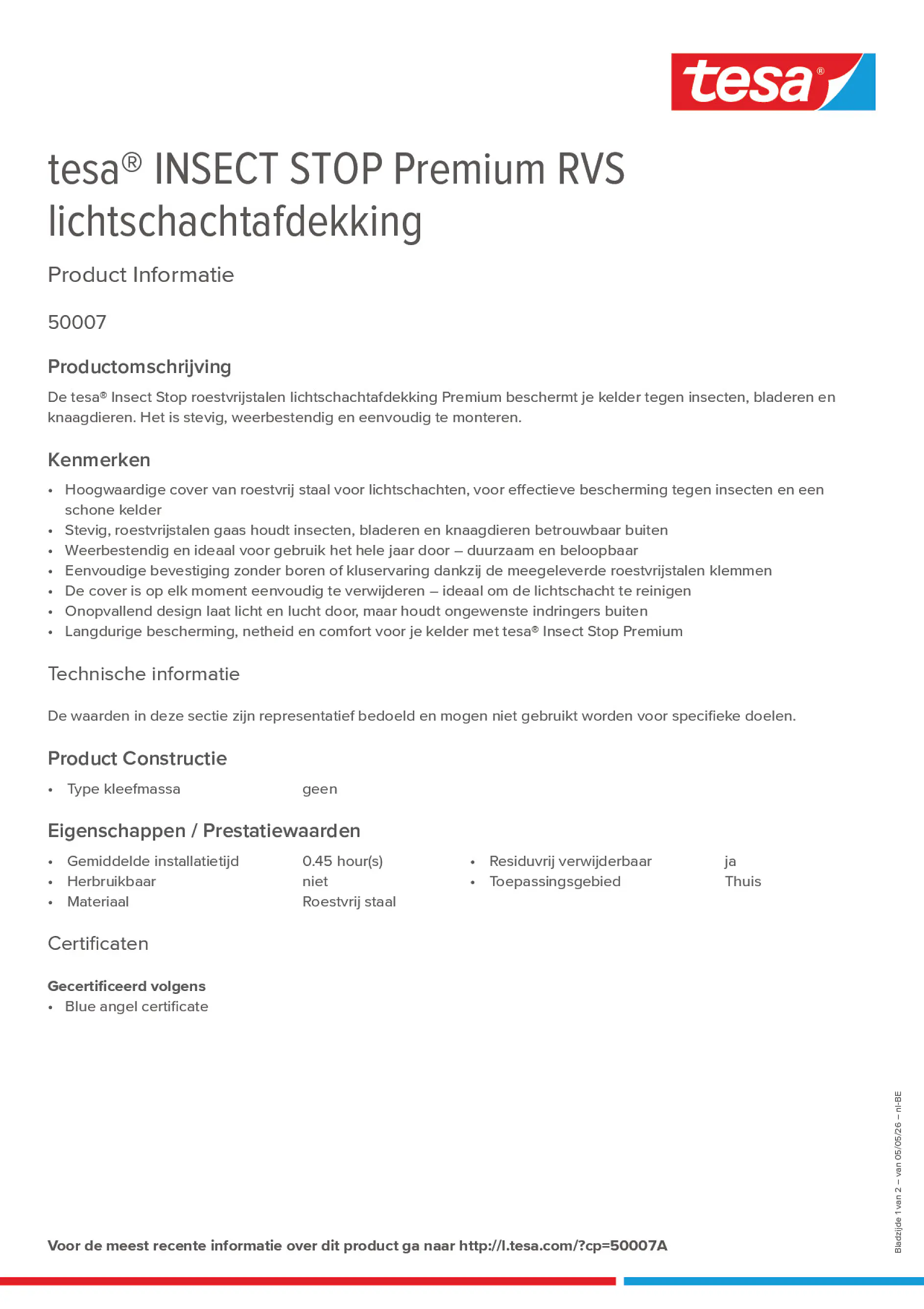 Product information_tesa® 50007A_fr-BE_nl-BE