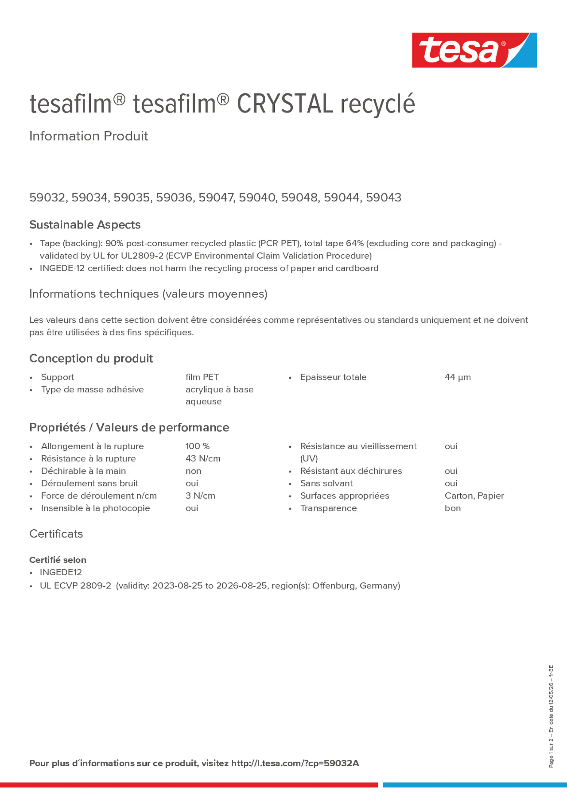 Product information_tesafilm® 59032A_fr-BE_nl-BE