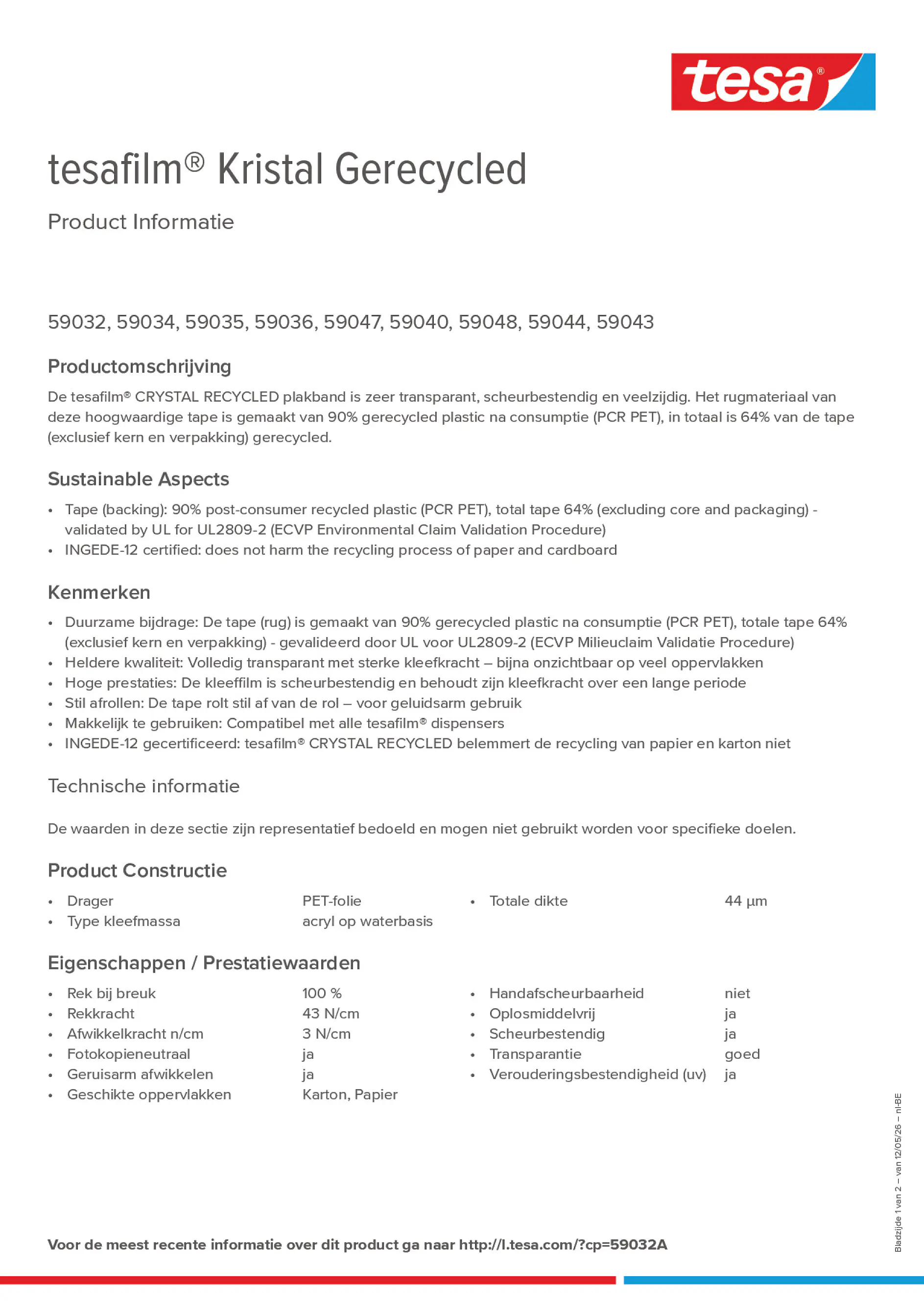 Product information_tesafilm® 59032A_fr-BE_nl-BE