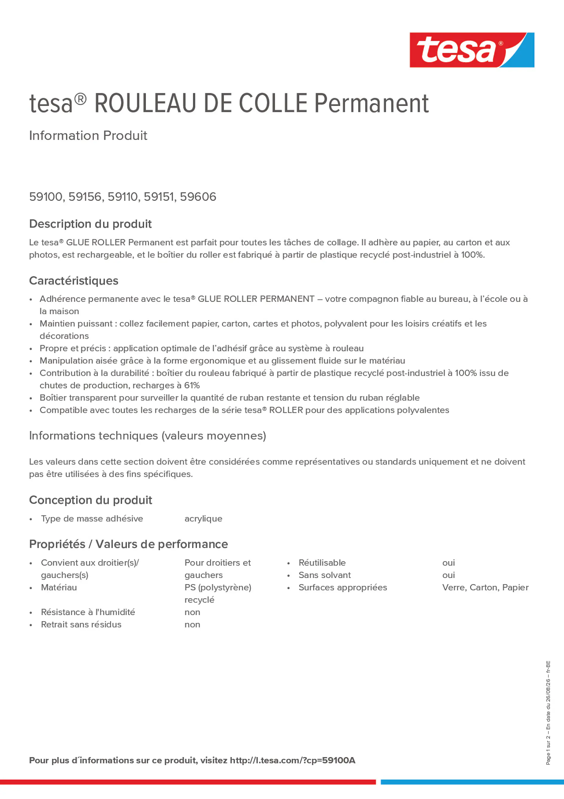 Product information_tesa® 59100A_fr-BE_nl-BE