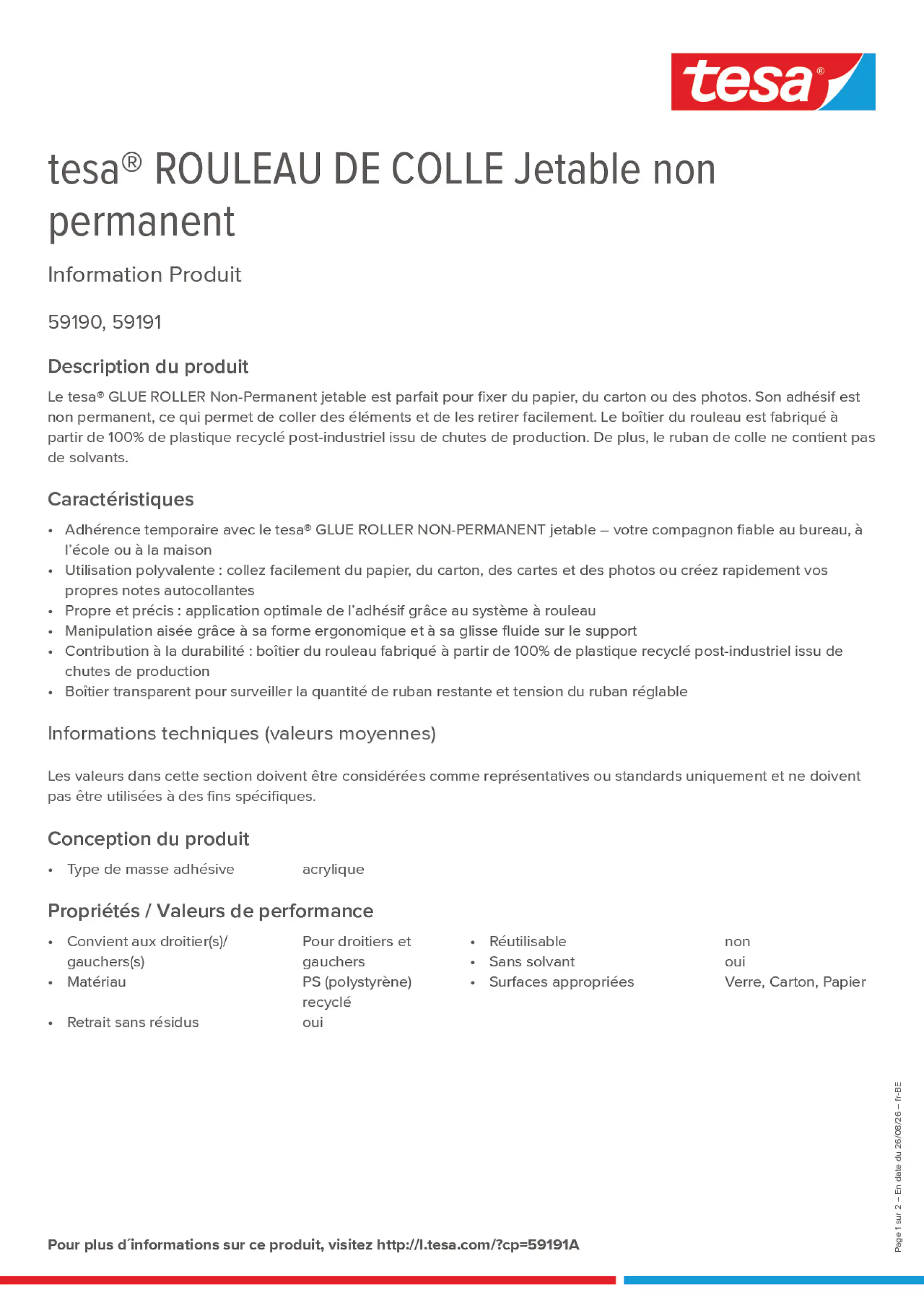 Product information_tesa® 59191A_fr-BE_nl-BE