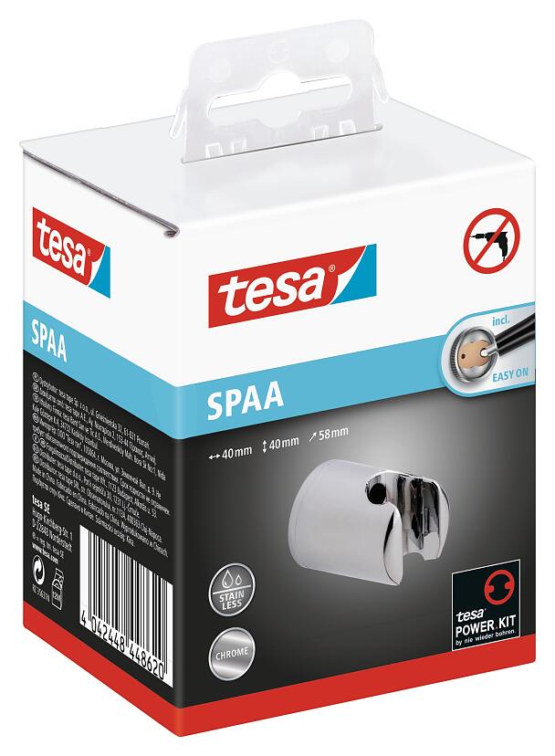 tesa® Spaa support pour pomme de douche, plastique finition chromée - tesa
