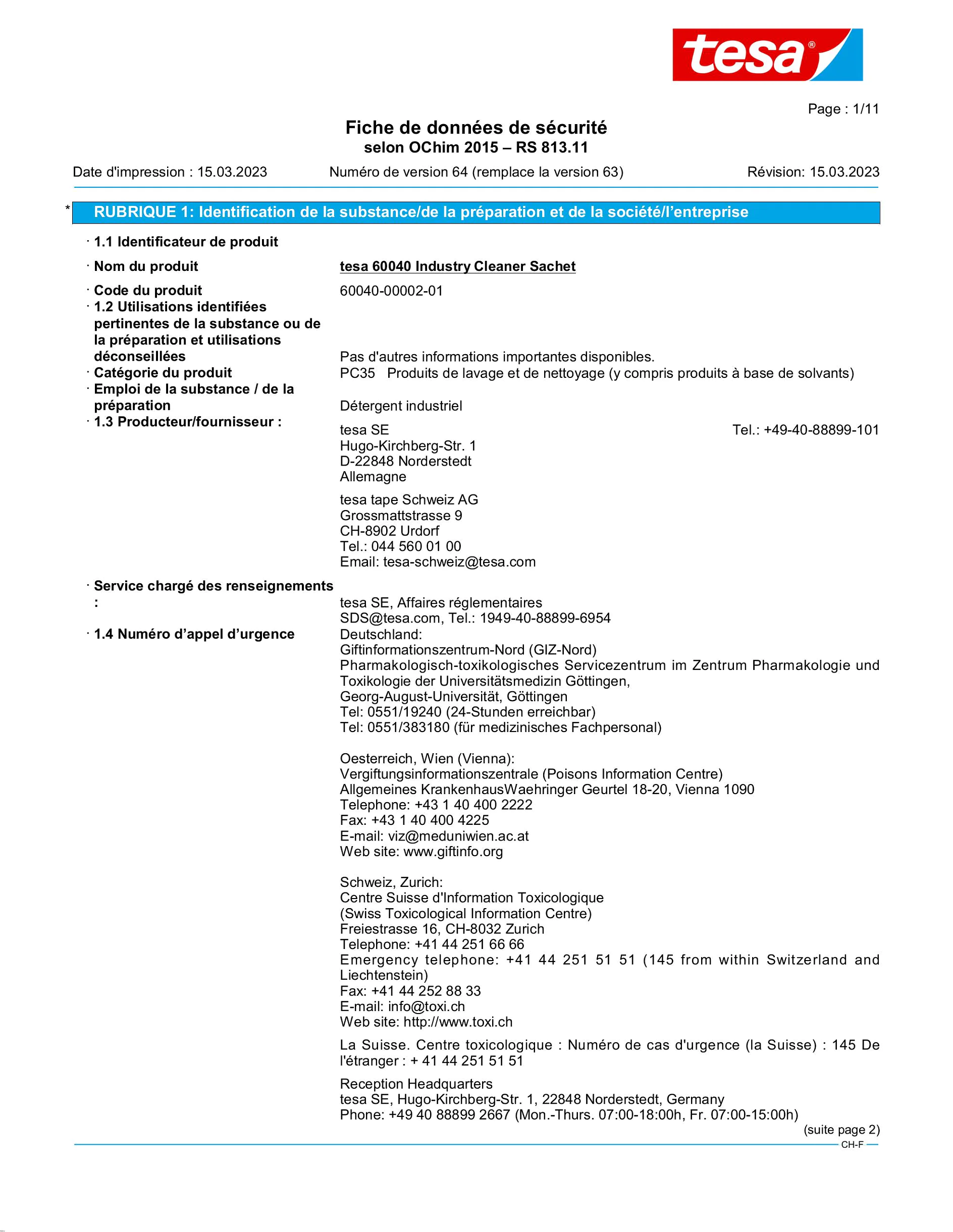 Safety data sheet_tesa® 60040_fr-CH_v64