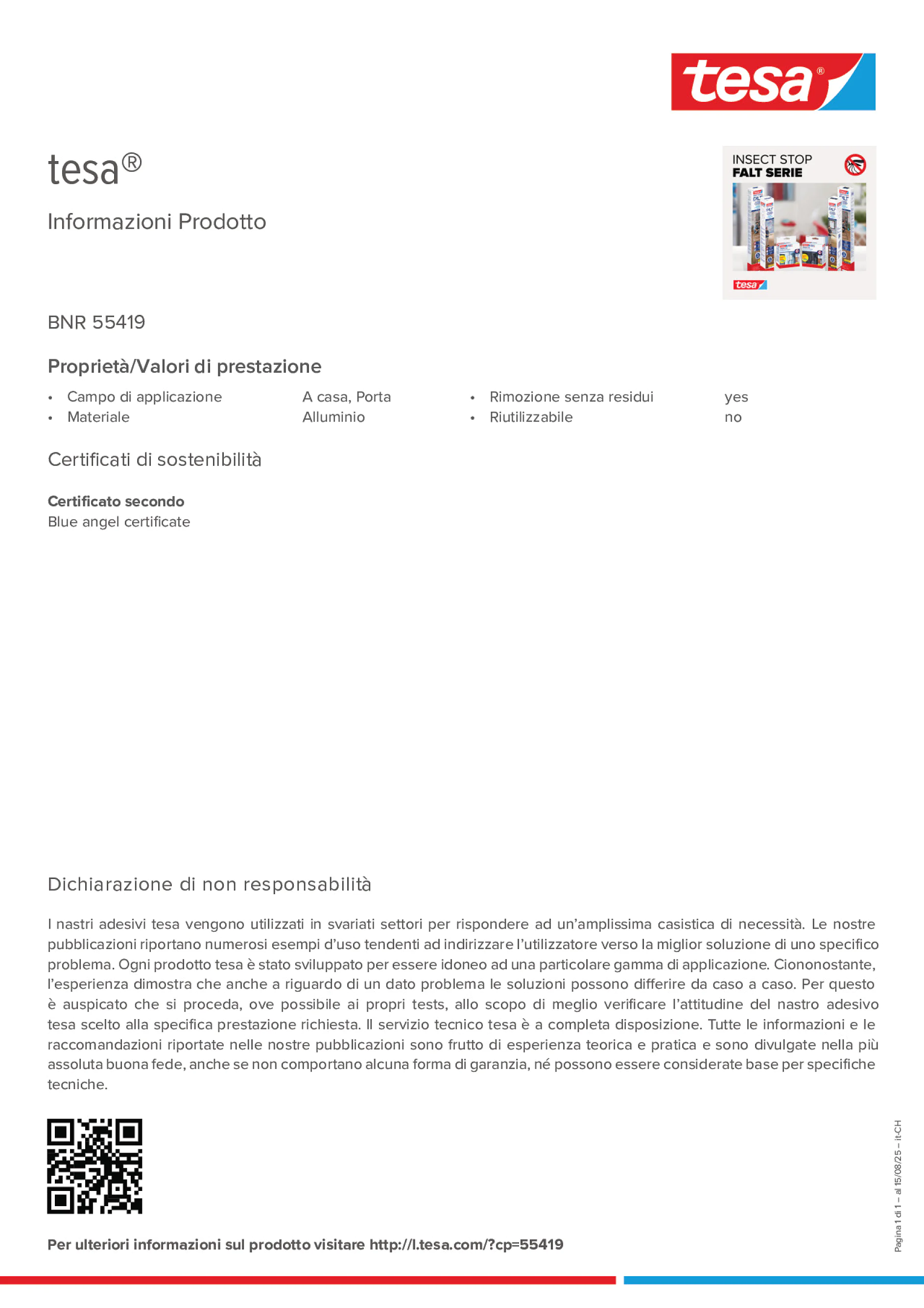 Product information_tesa® 55419_de-CH_fr-CH Product information_tesa® 55419_de-CH_fr-CH
