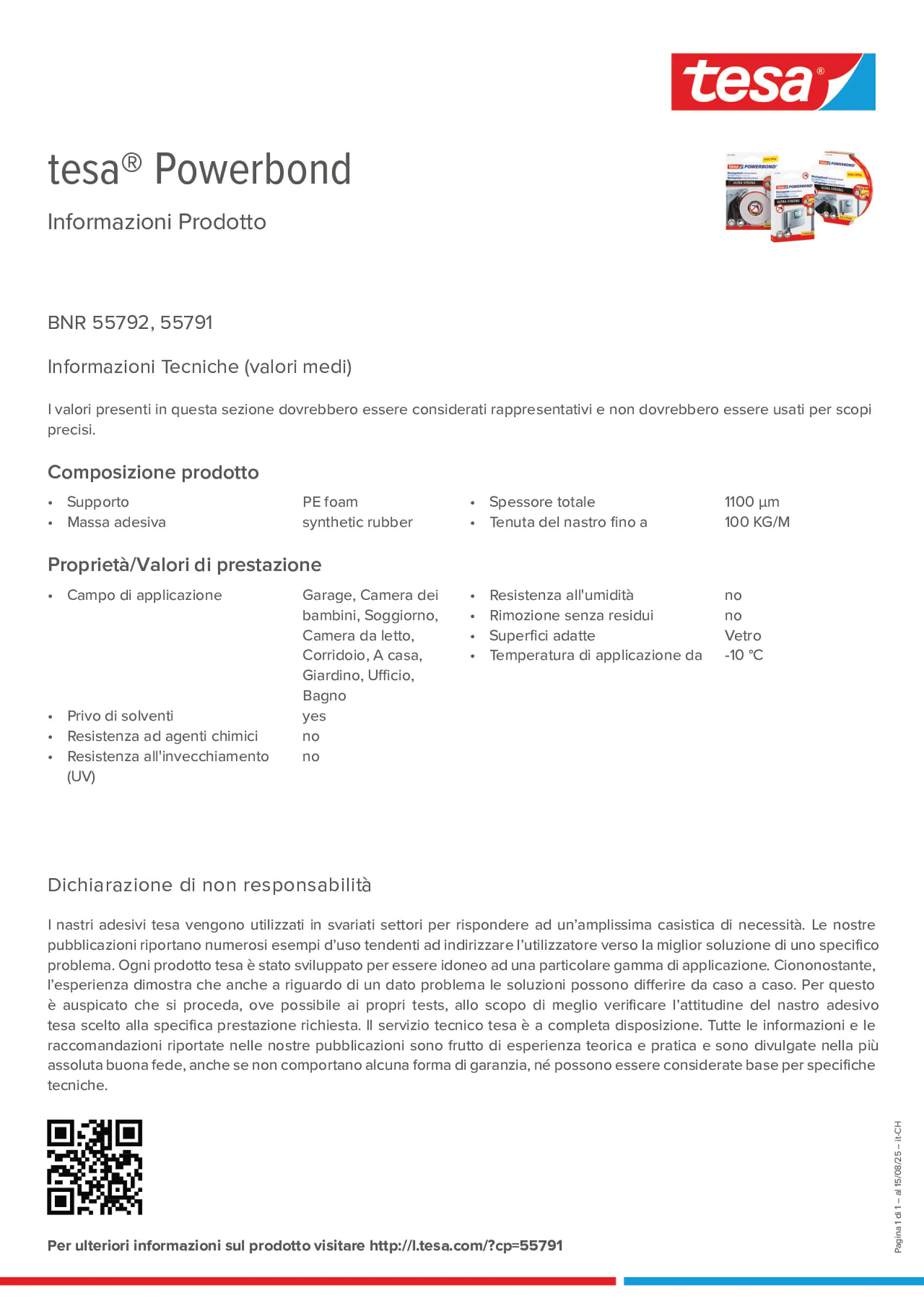 Product information_tesa® Powerbond 55791_de-CH_fr-CH