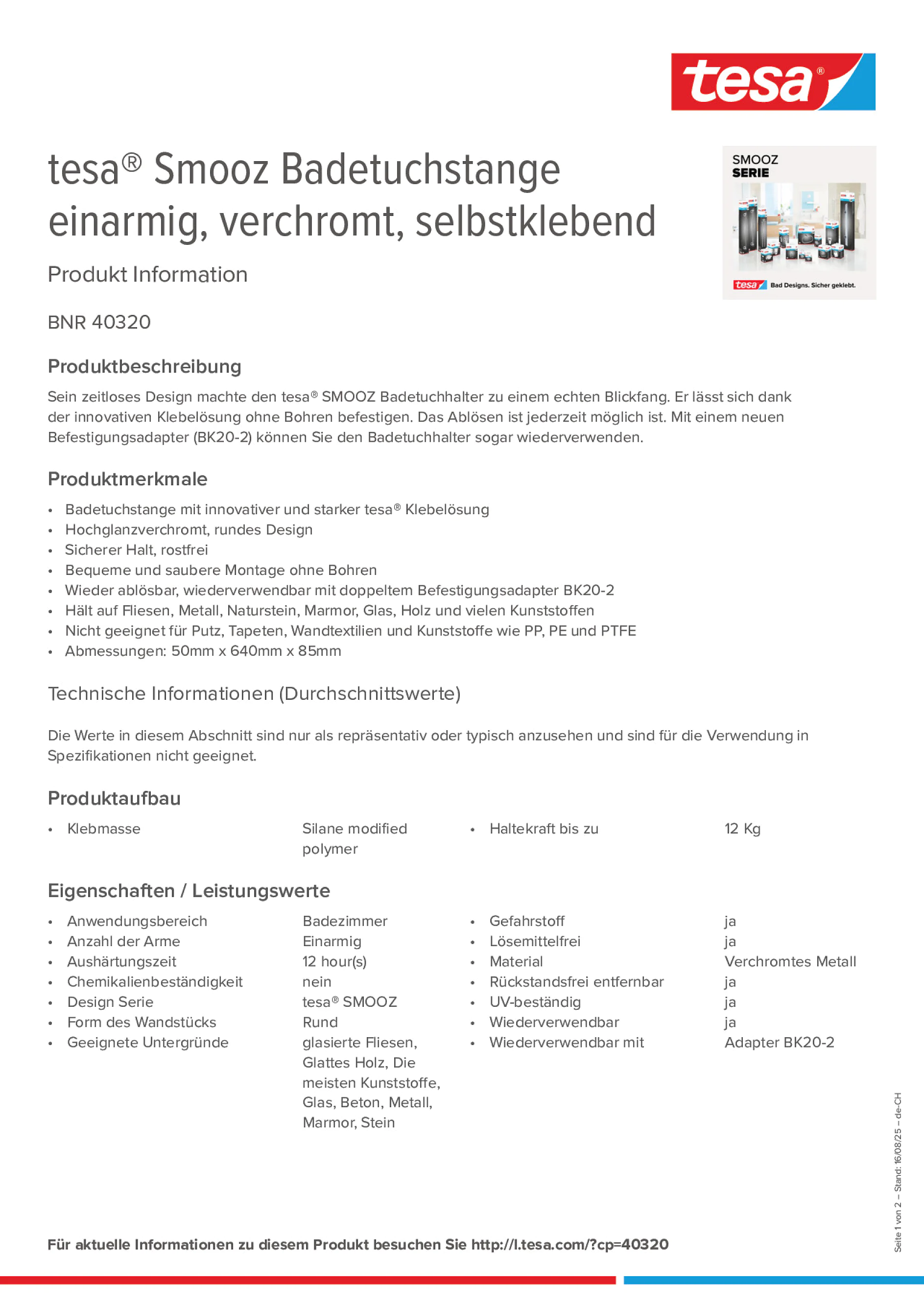 Product information_tesa® 40320_de-CH_fr-CH Product information_tesa® 40320_de-CH_fr-CH
