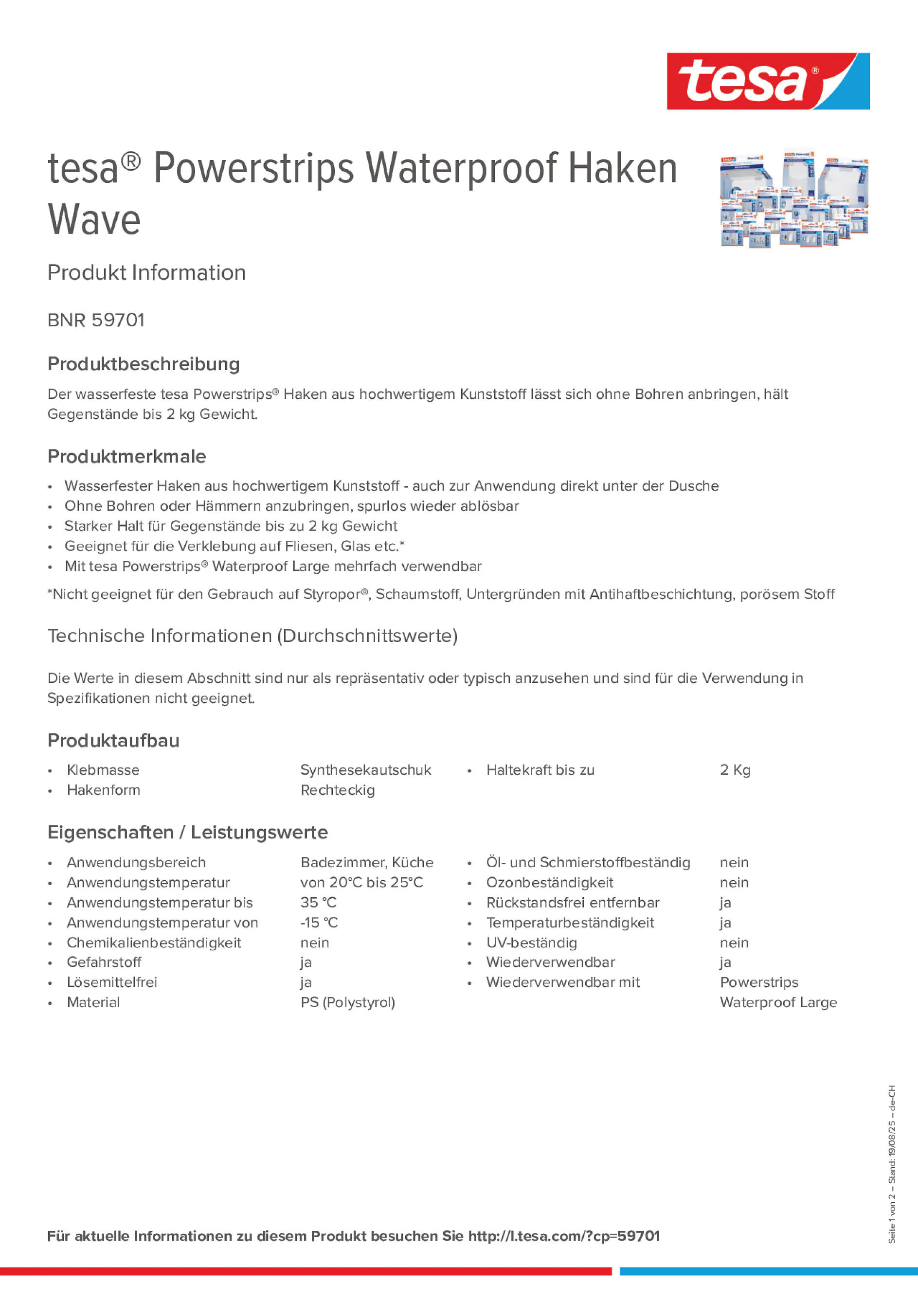 Product information_tesa® Powerstrips 59701_de-CH_fr-CH