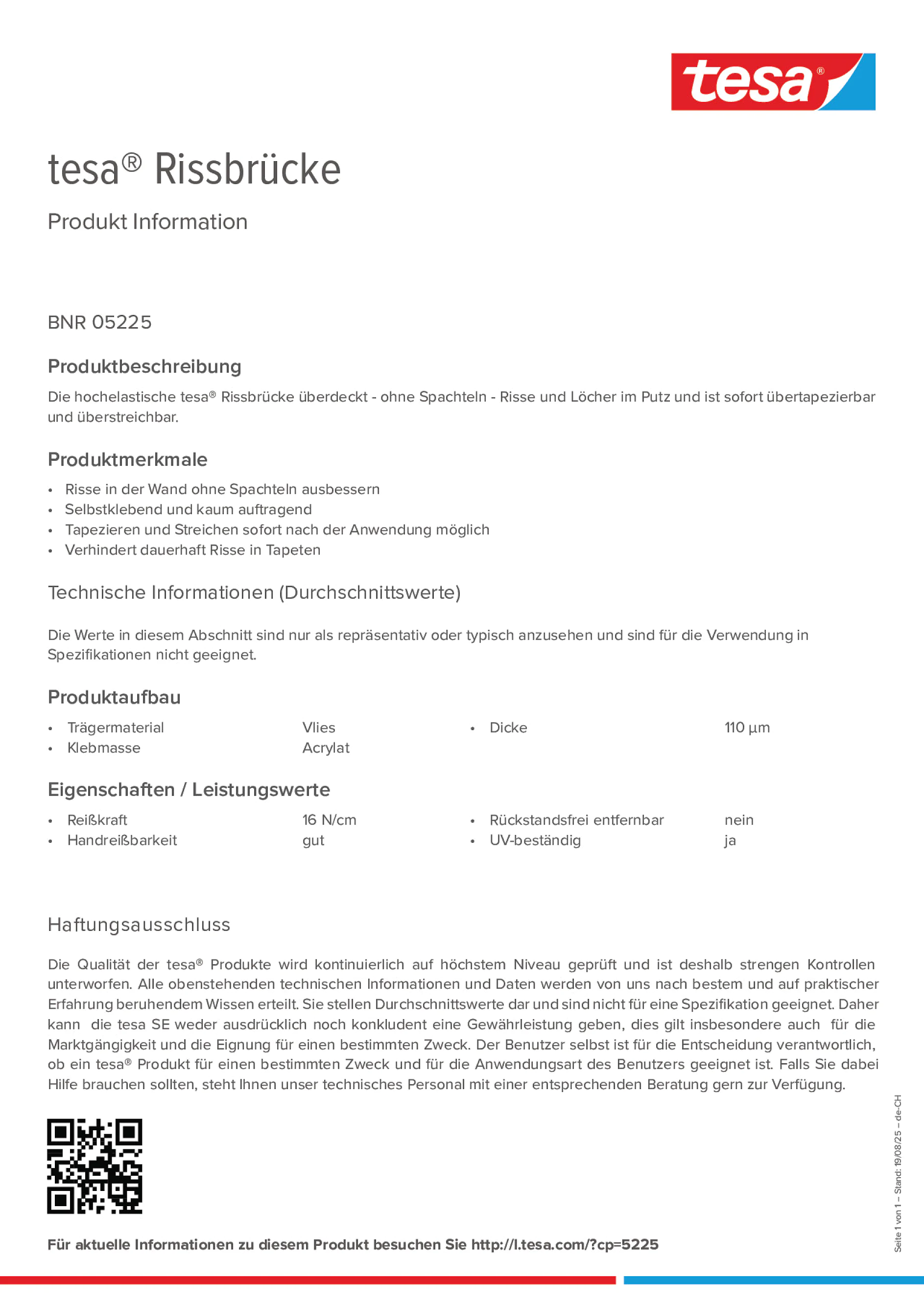 Product information_tesa® 05225_de-CH_fr-CH